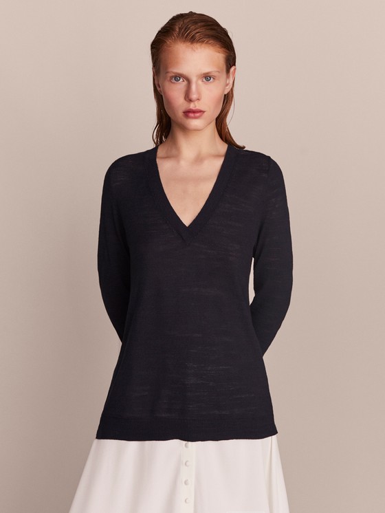 Massimo Dutti TEXTURED DOUBLE V-NECK SWEATER at £49.95 | love the brands