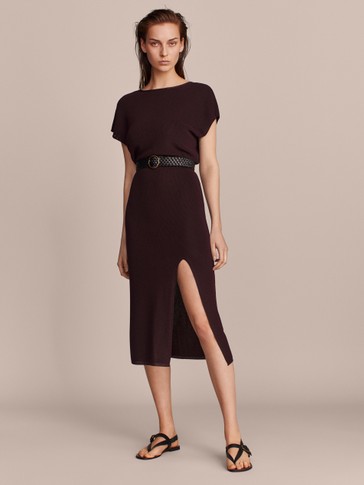 massimo dutti burgundy dress