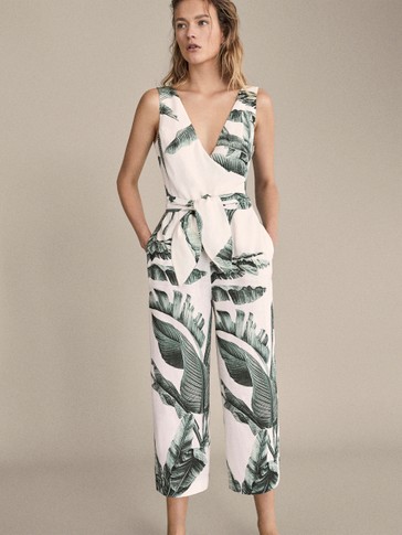 Palm tree print jumpsuit store