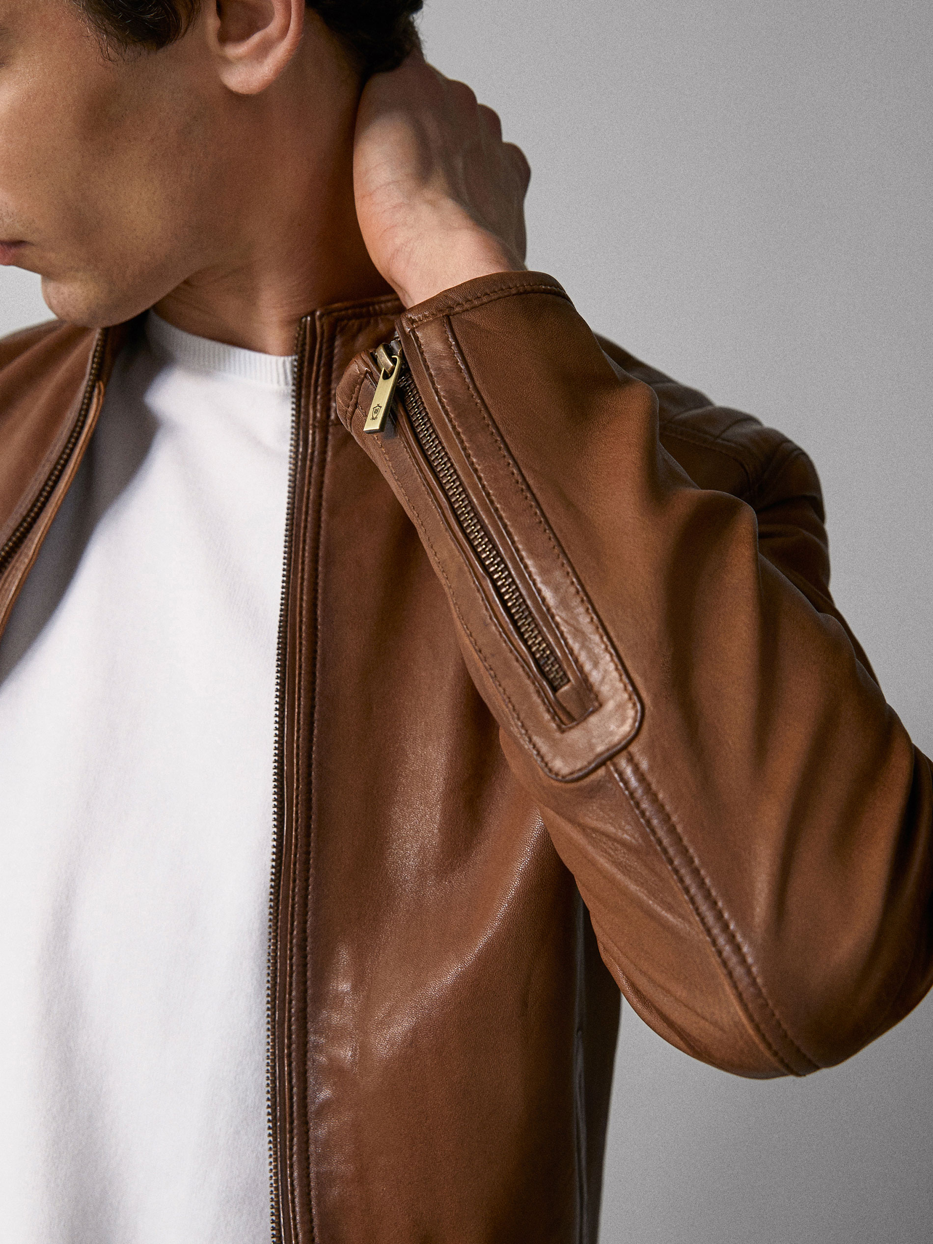 Topstitched Nappa Leather Jacket