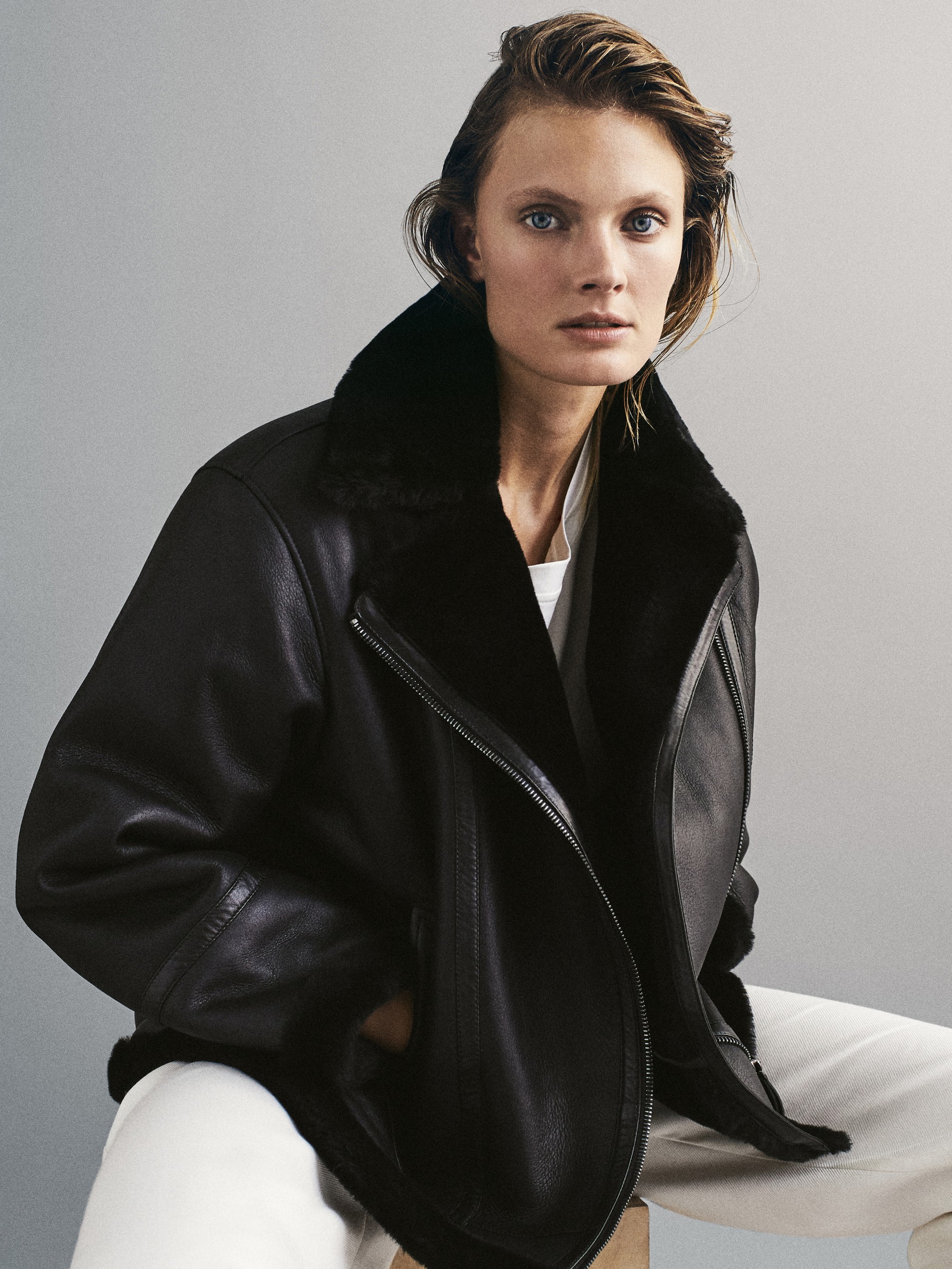 massimo dutti shearling jacket