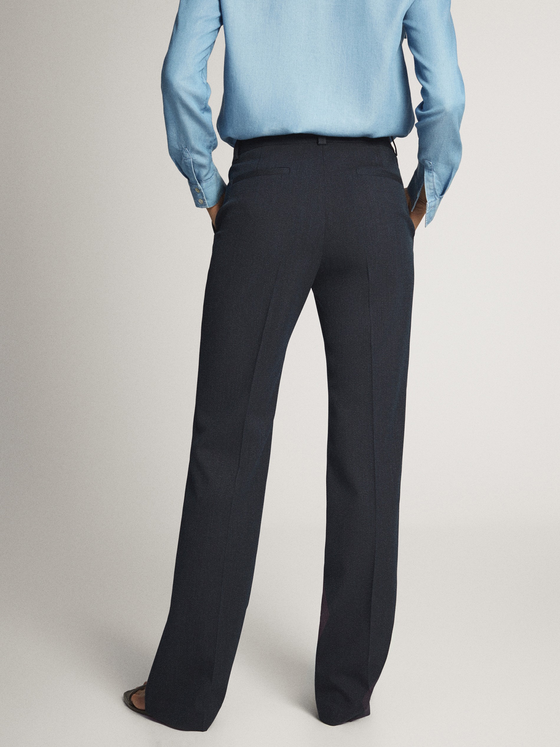 navy formal bootcut trousers