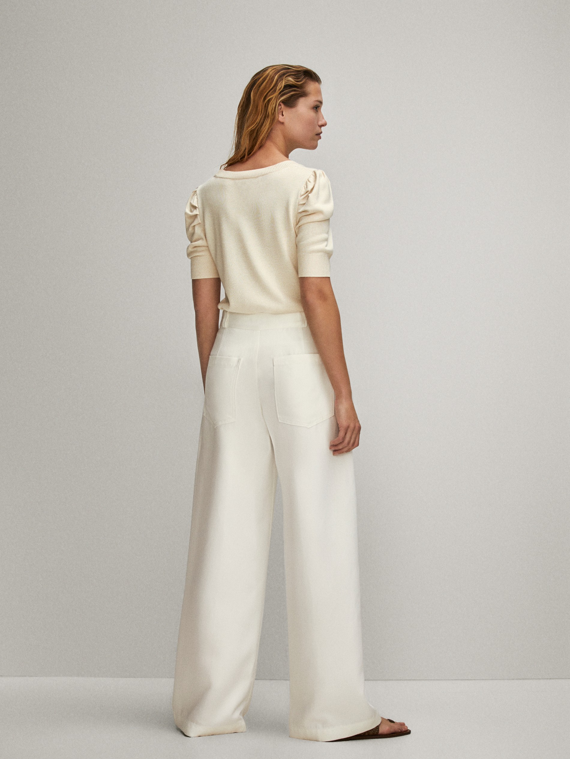 massimo dutti wide leg trousers