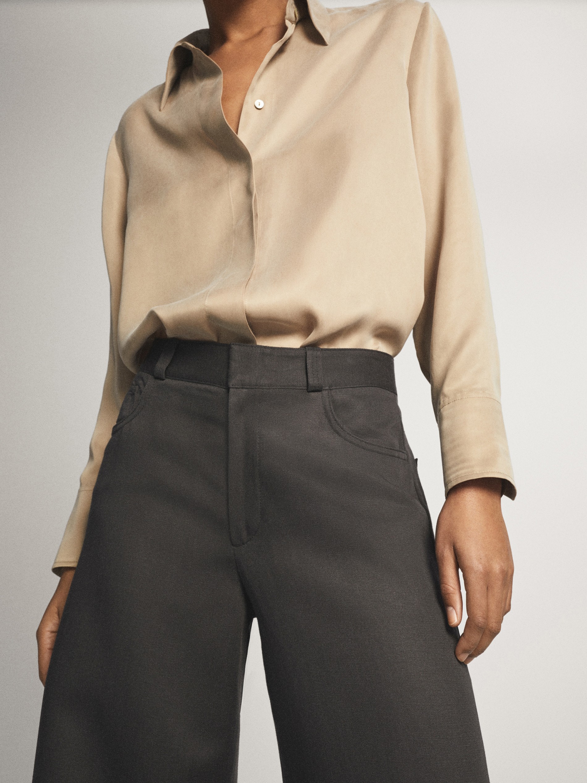 massimo dutti wide leg trousers