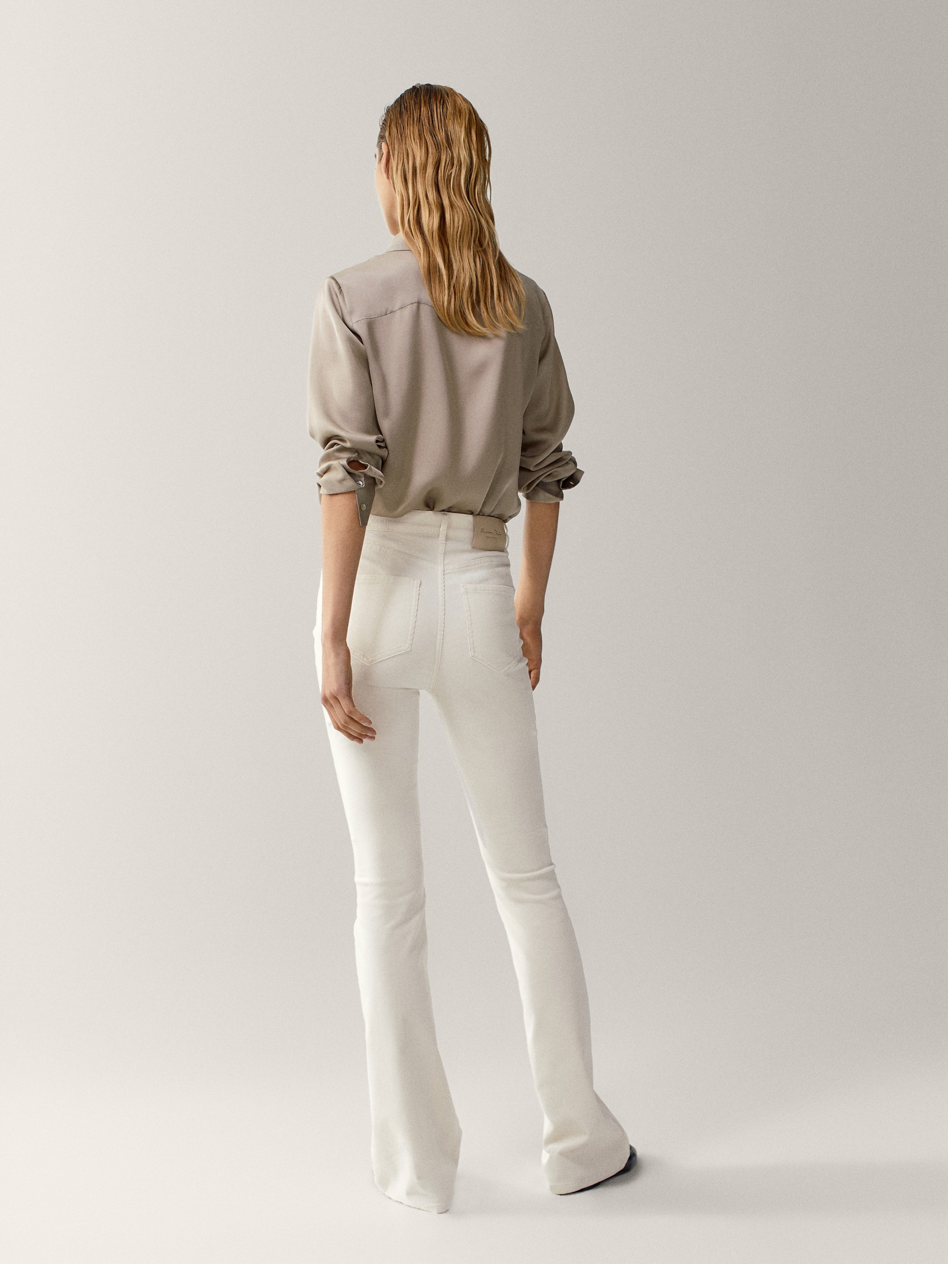 High-rise flared needlecord trousers 