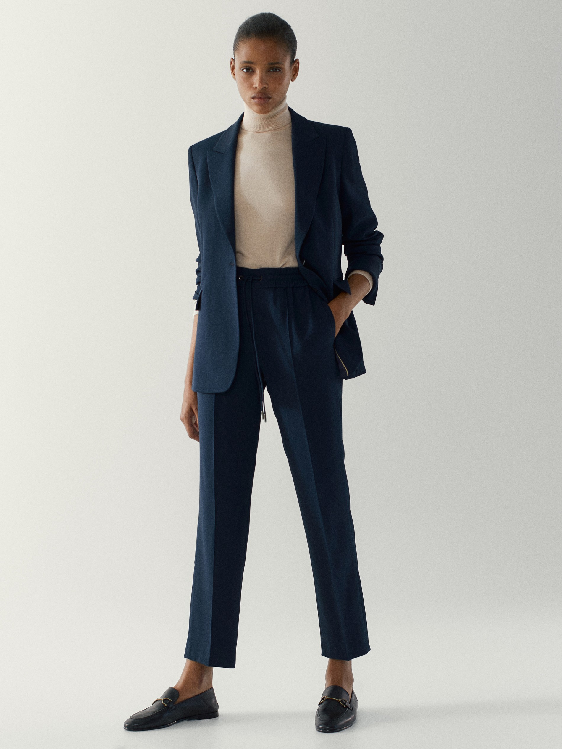 navy formal trousers womens