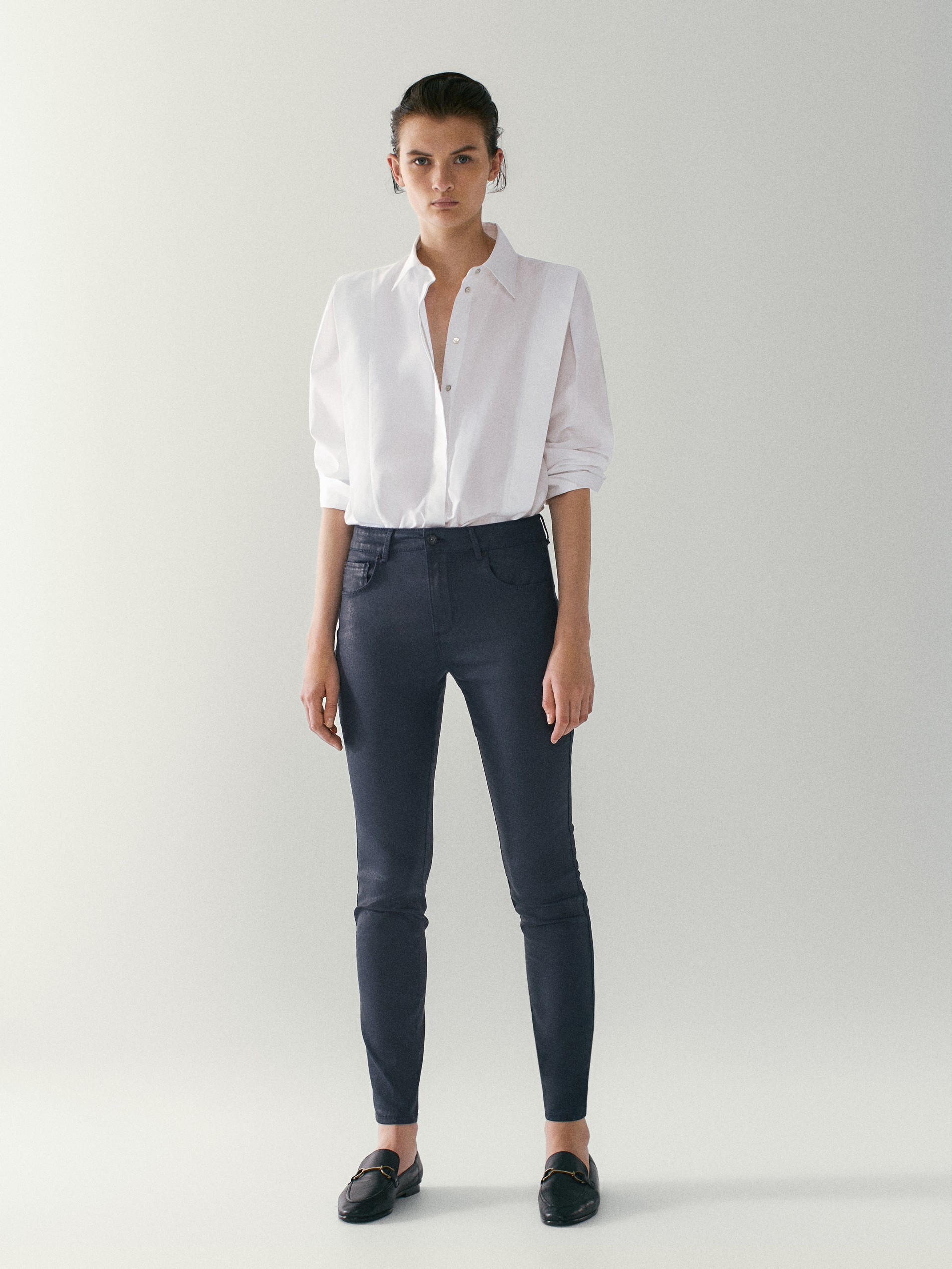massimo dutti coated jeans