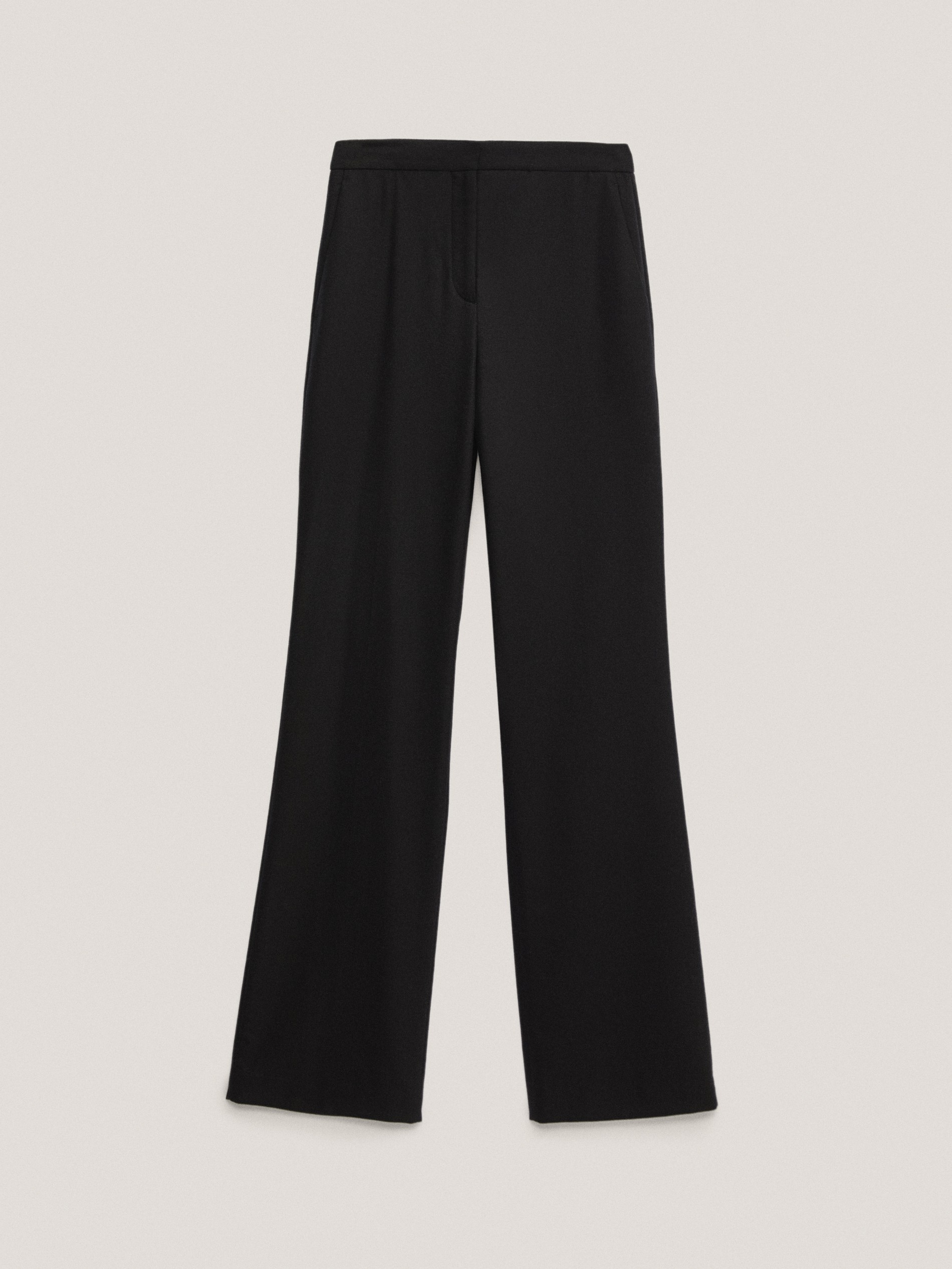 flared black trousers