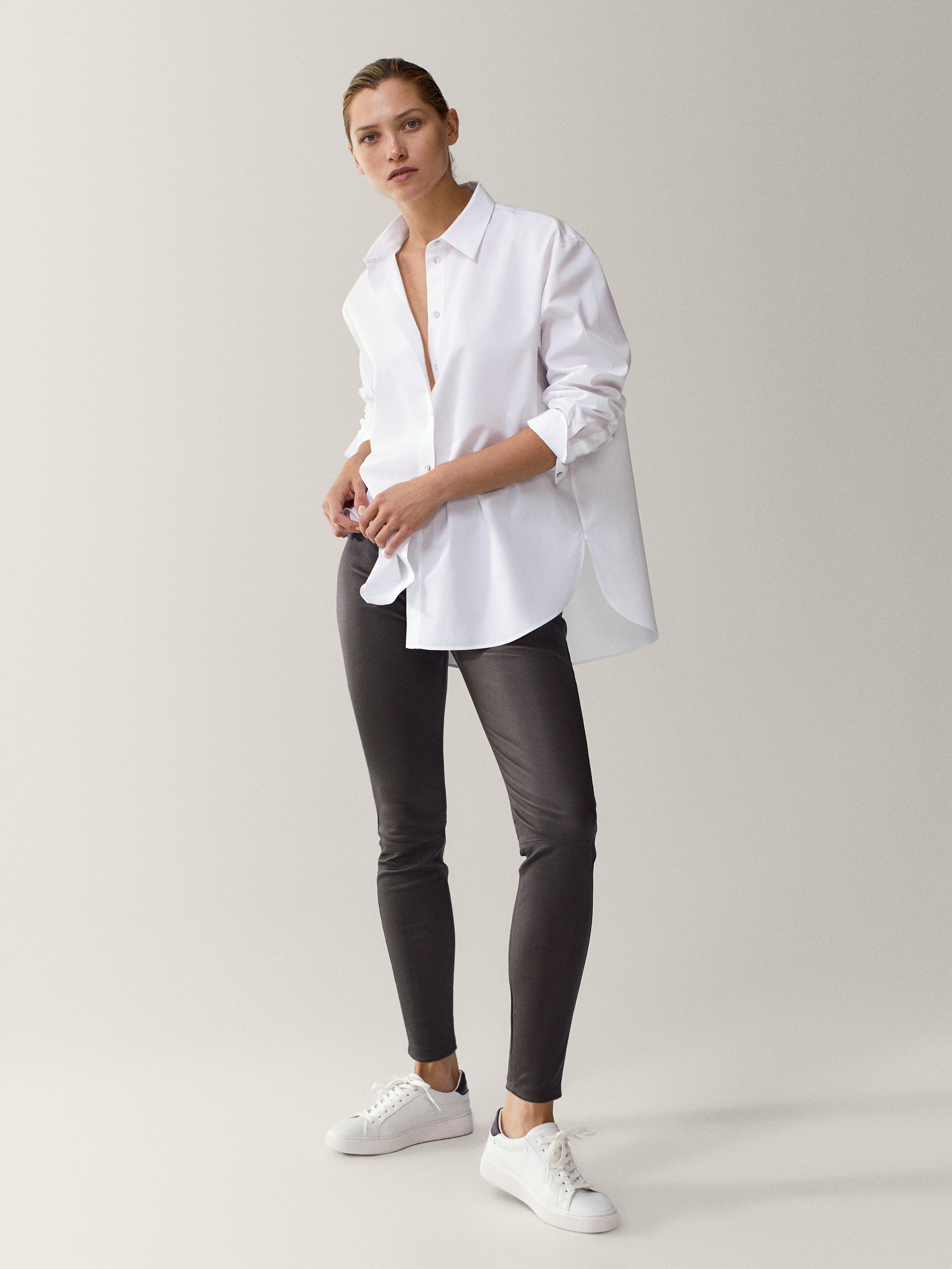 massimo dutti leather leggings