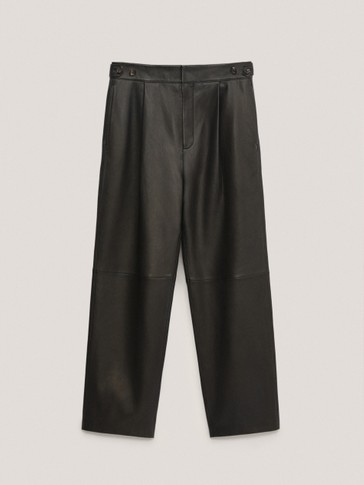 Black leather darted trousers - Women 