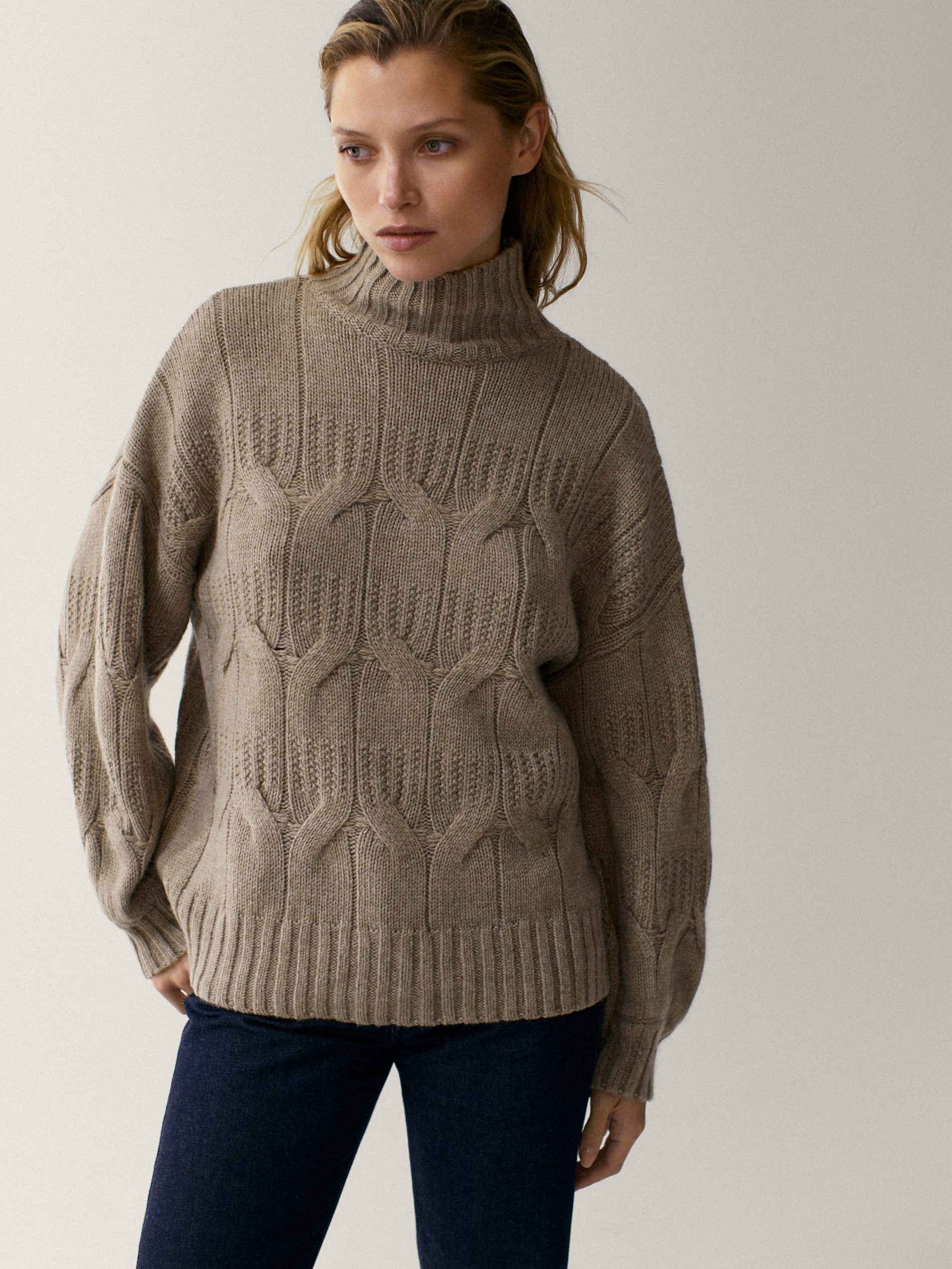 massimo dutti cable knit sweater