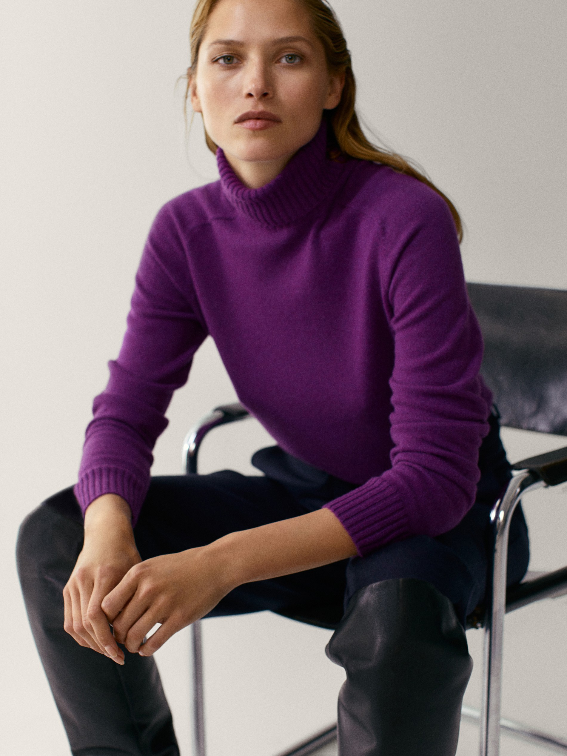 purple high neck jumper