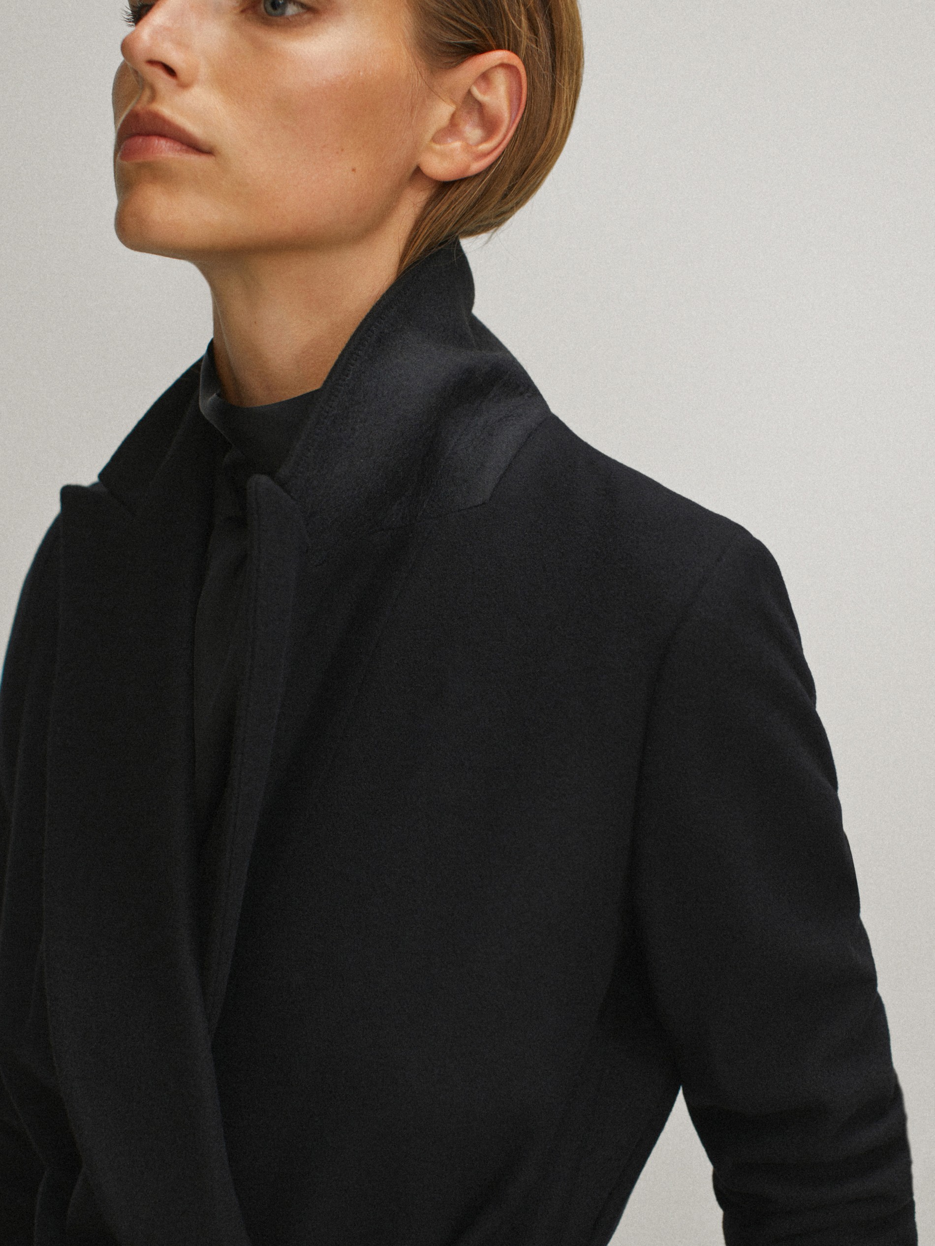 massimo dutti black wool coat