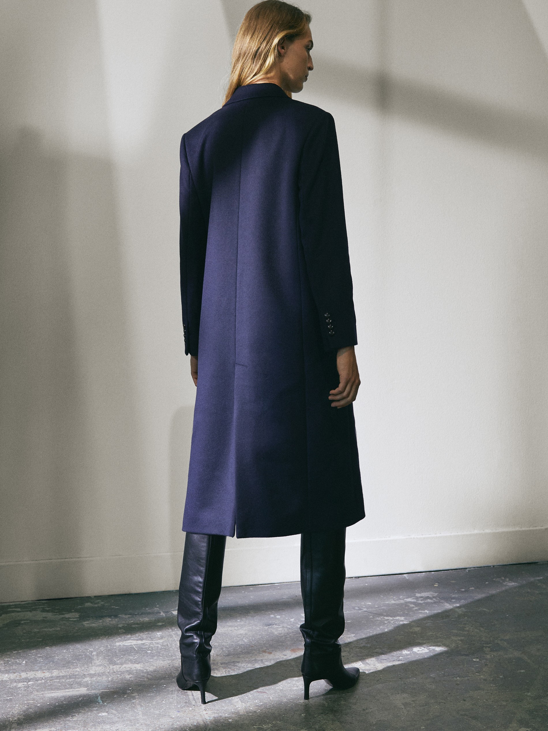 navy blue wool coat