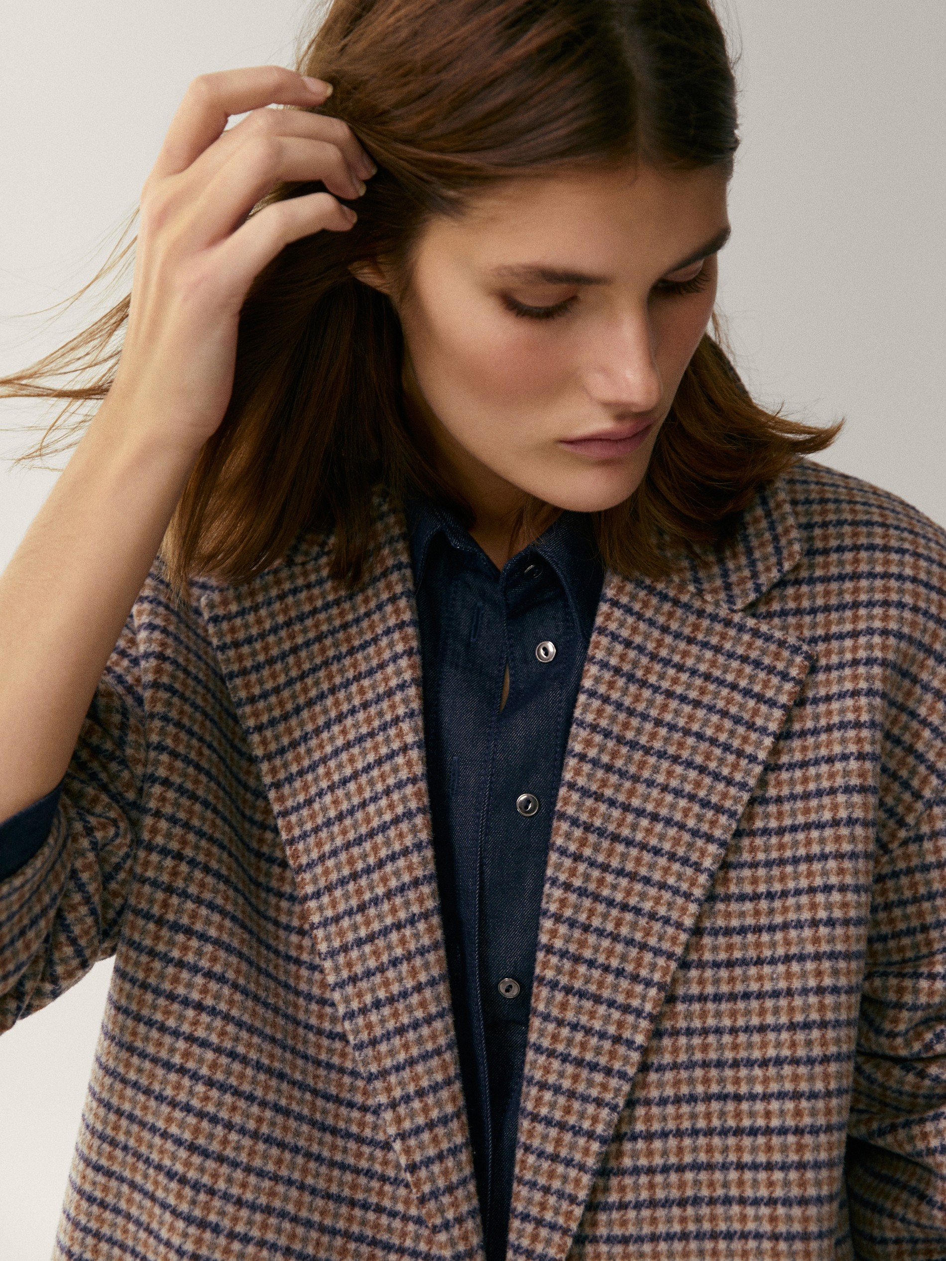 massimo dutti checked wool coat