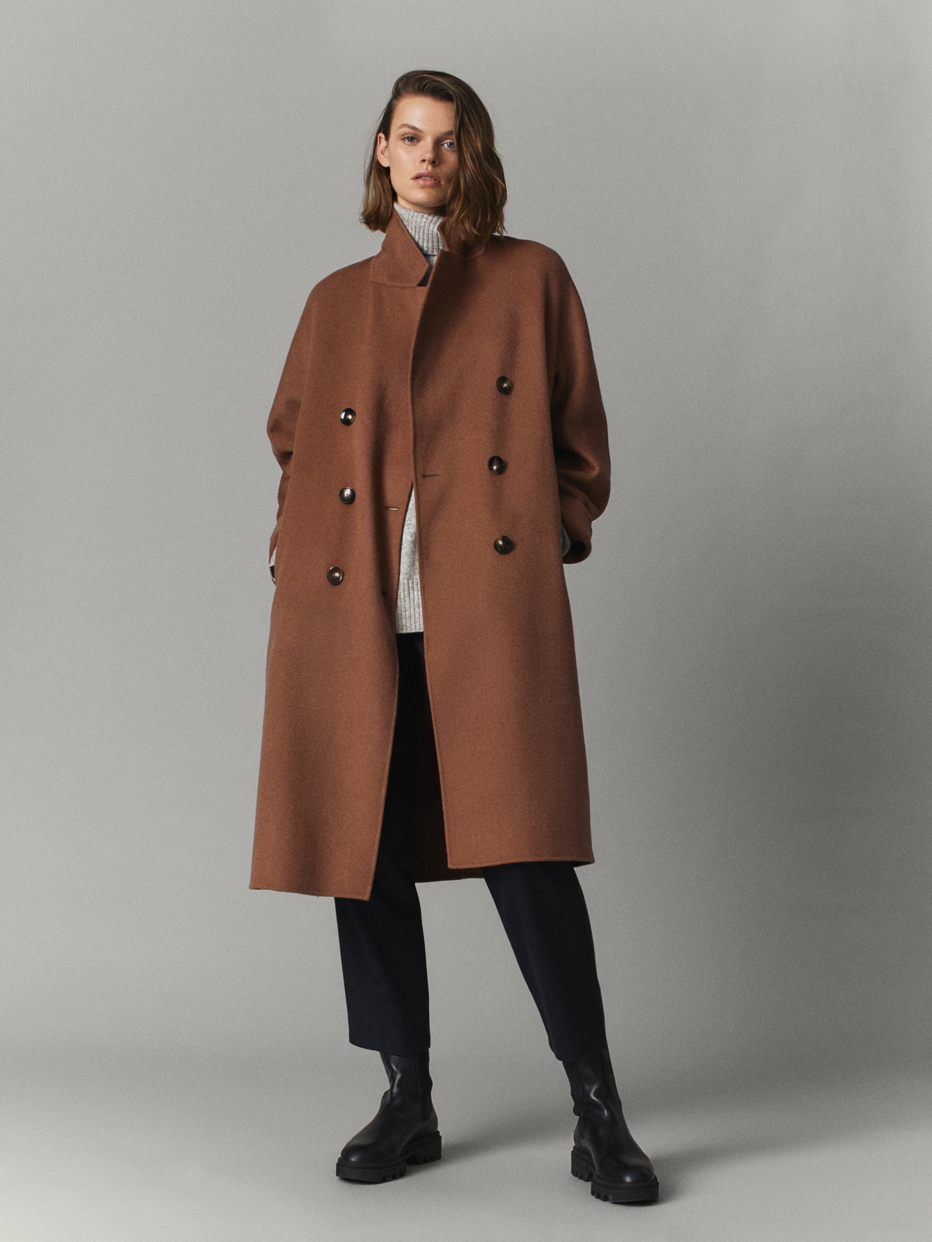 Artisanal wool coat with inner waistcoat clearance