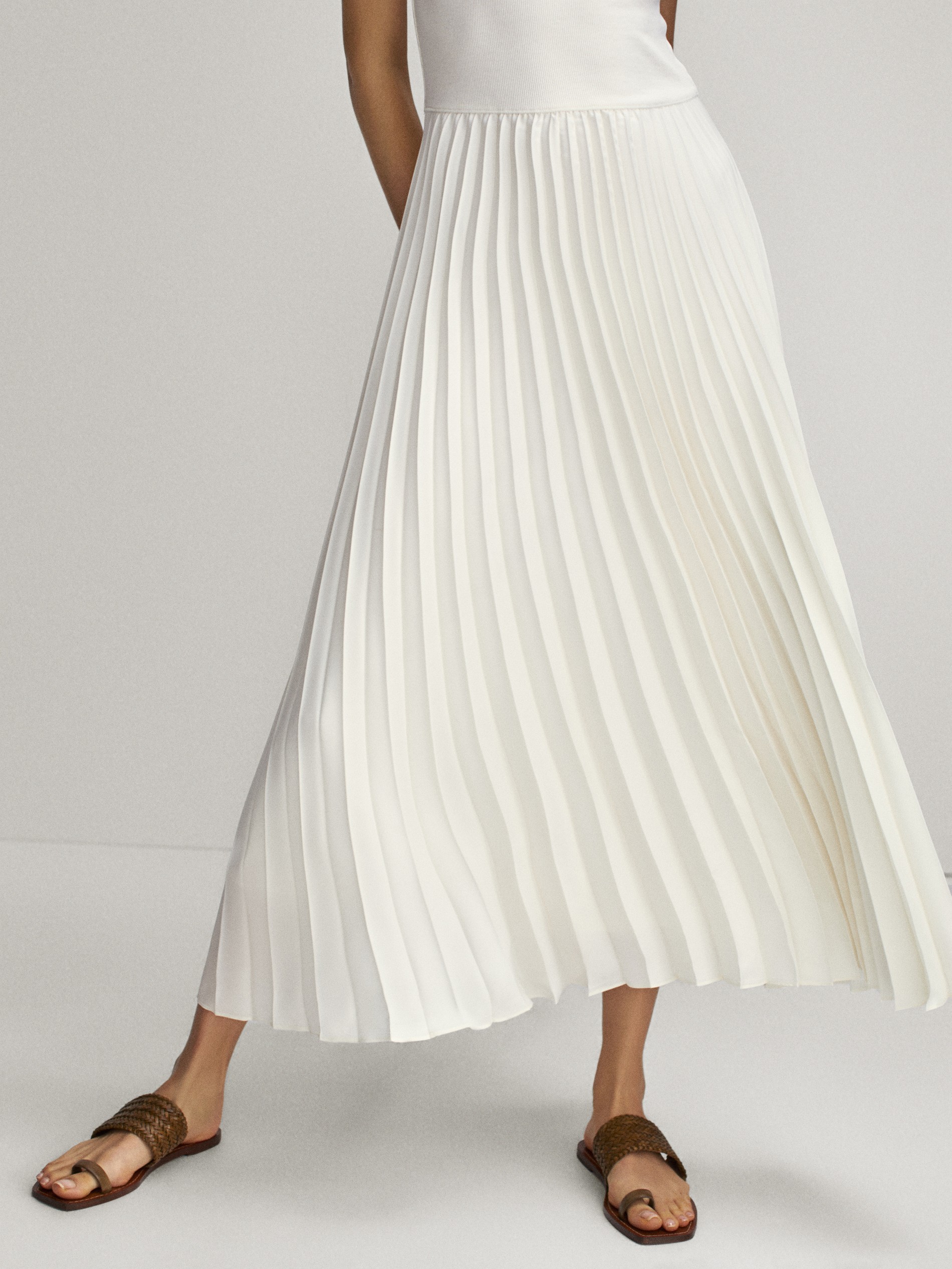 vestido plissado massimo dutti