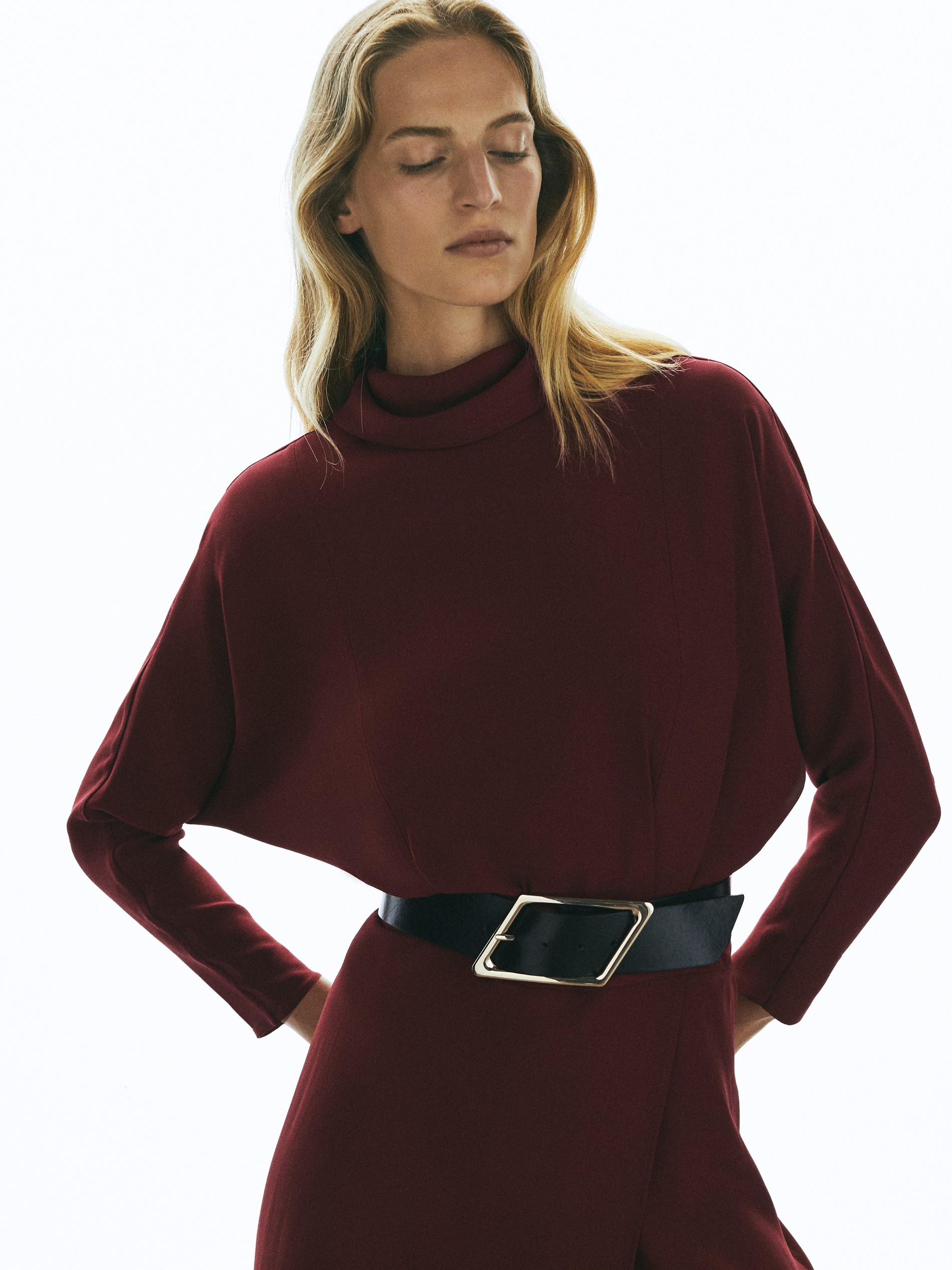 massimo dutti high neck dress with belt