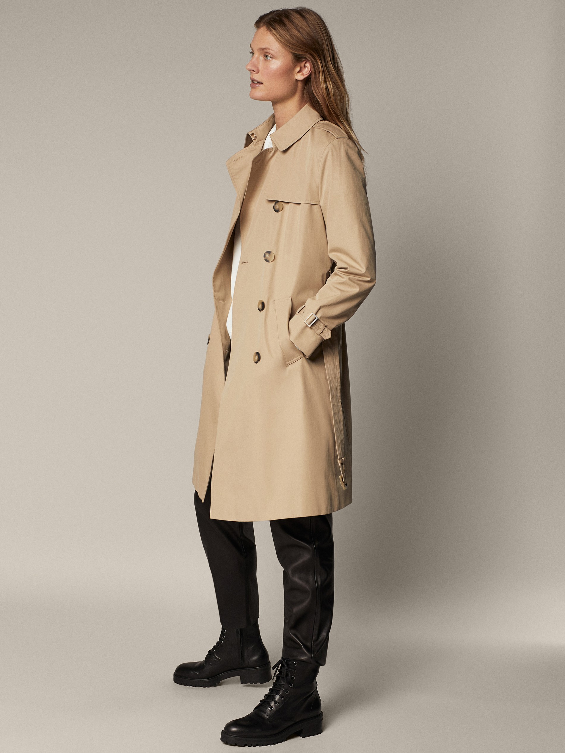 Massimo Dutti Classic Trench Coat With Houndstooth Lining - Big Apple Buddy