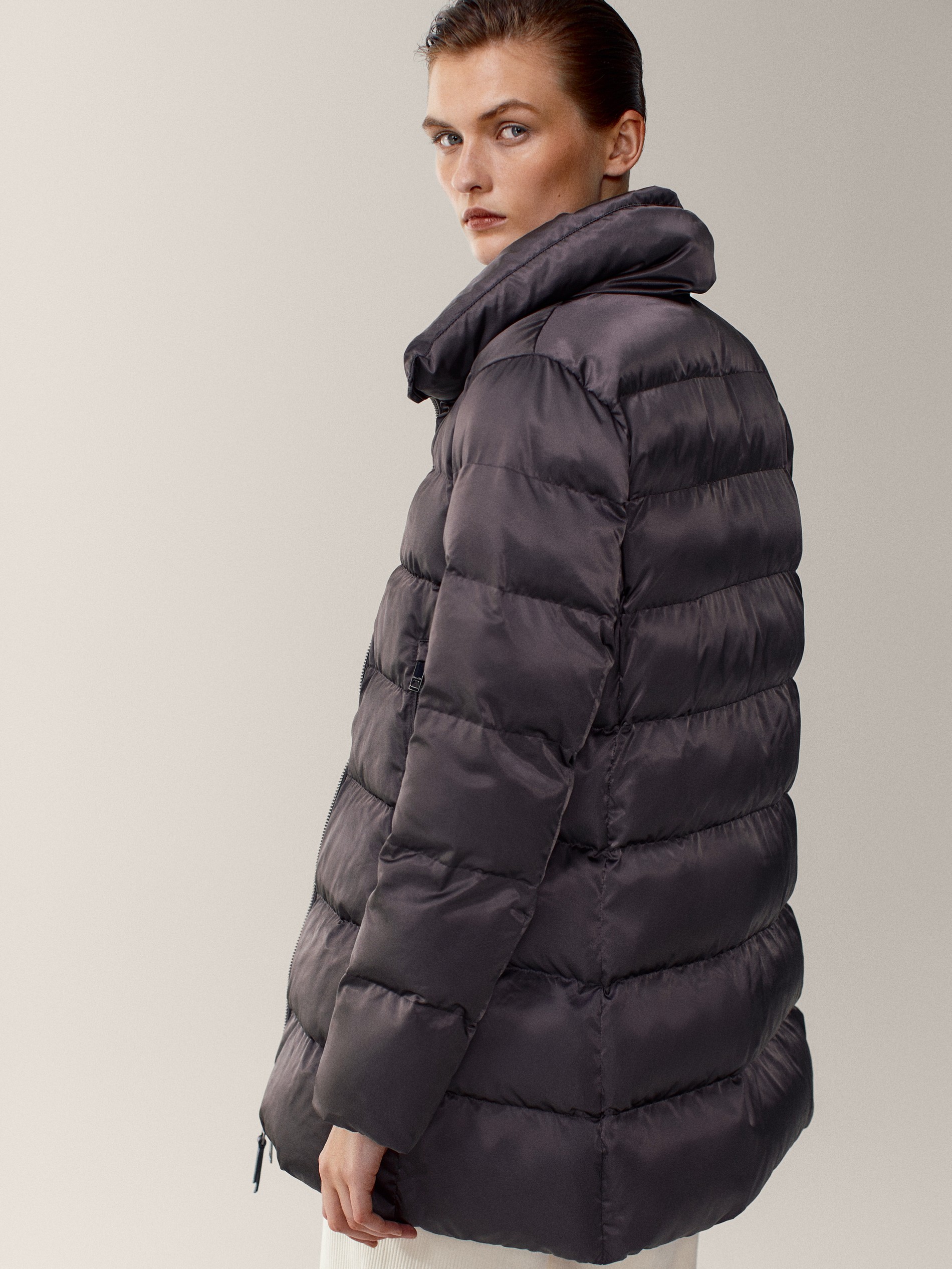 medium length puffer jacket with hood