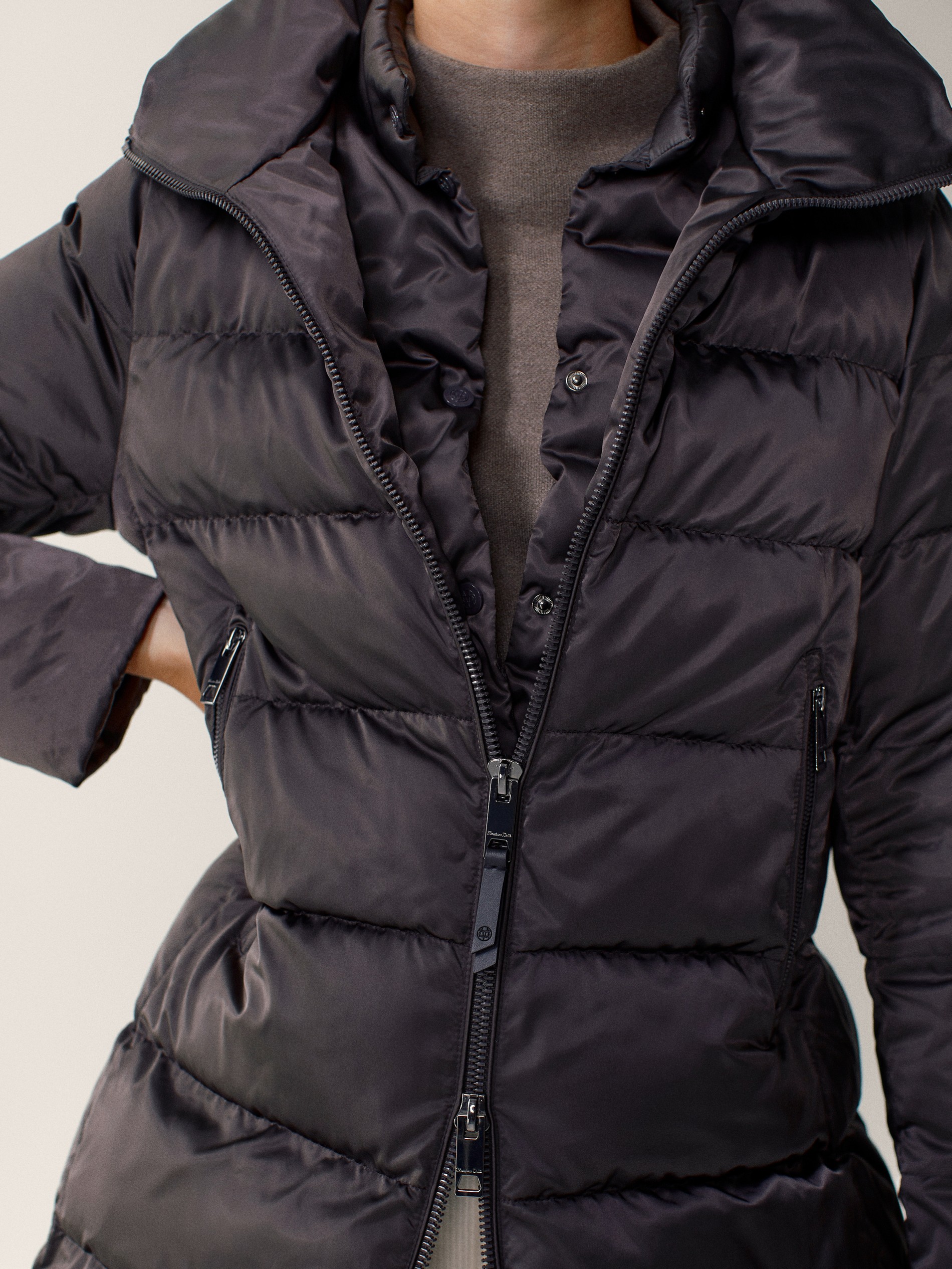 medium length puffer jacket with hood