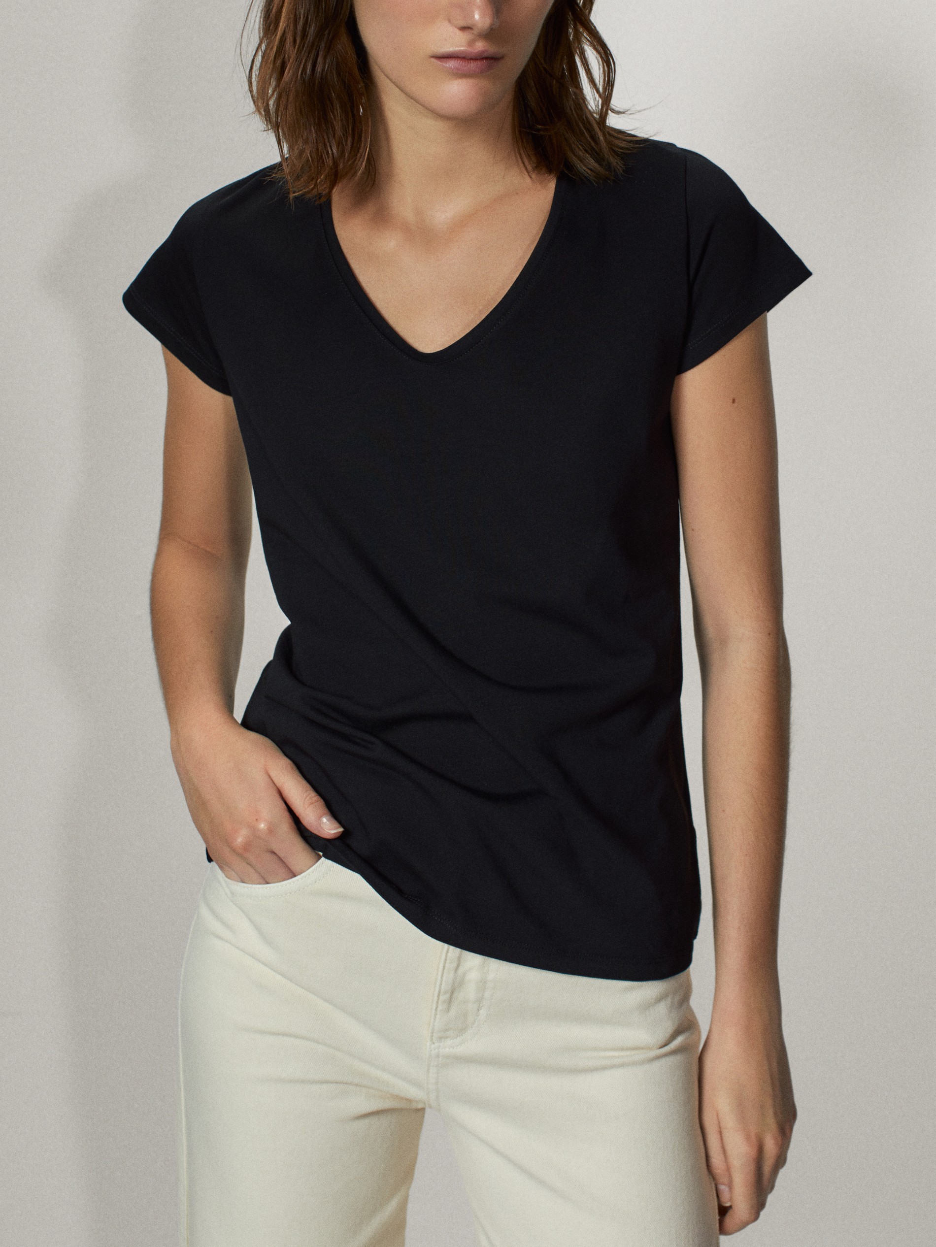 camisetas basicas blancas mujer massimo dutti