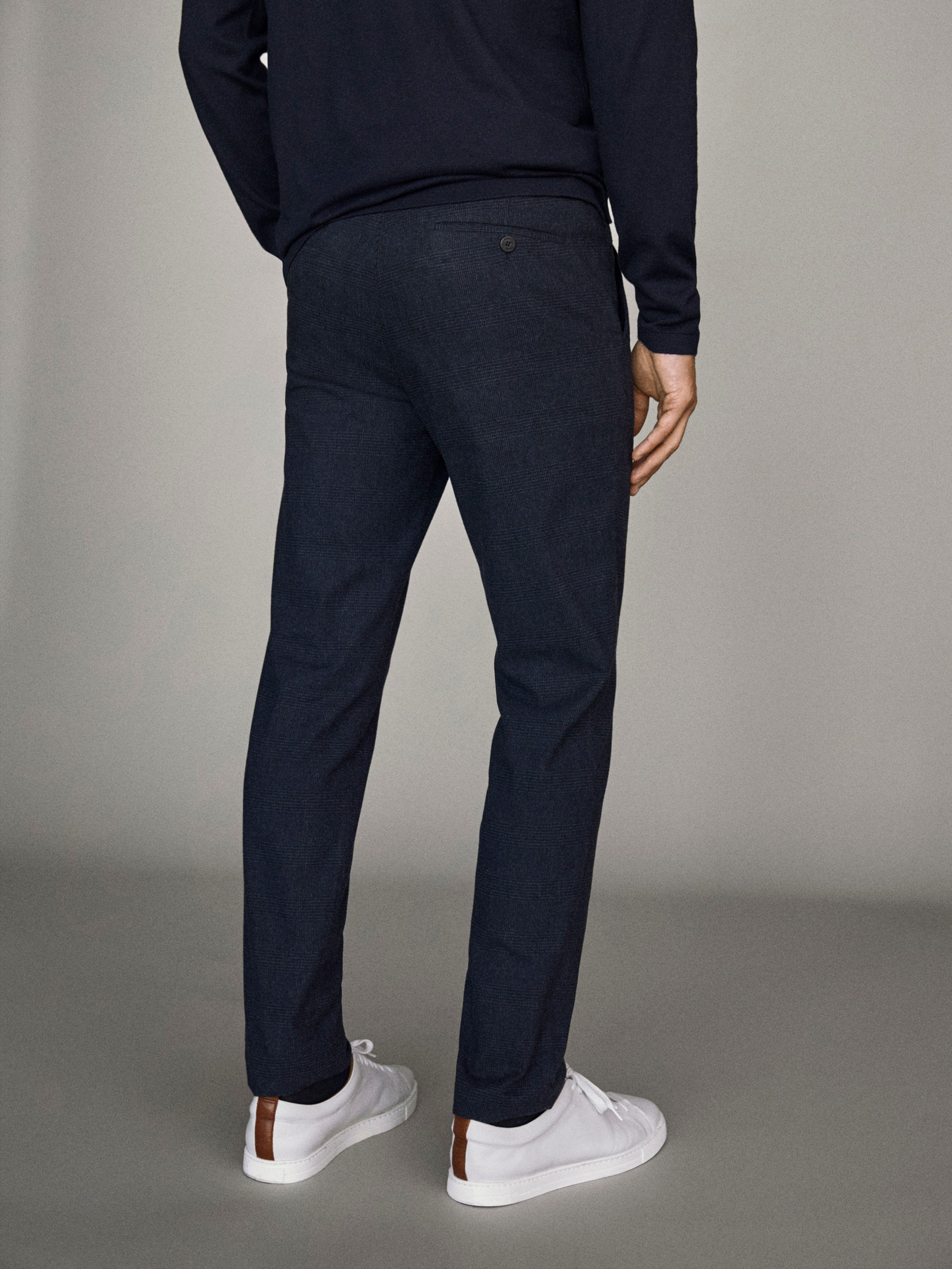 checked chino trousers