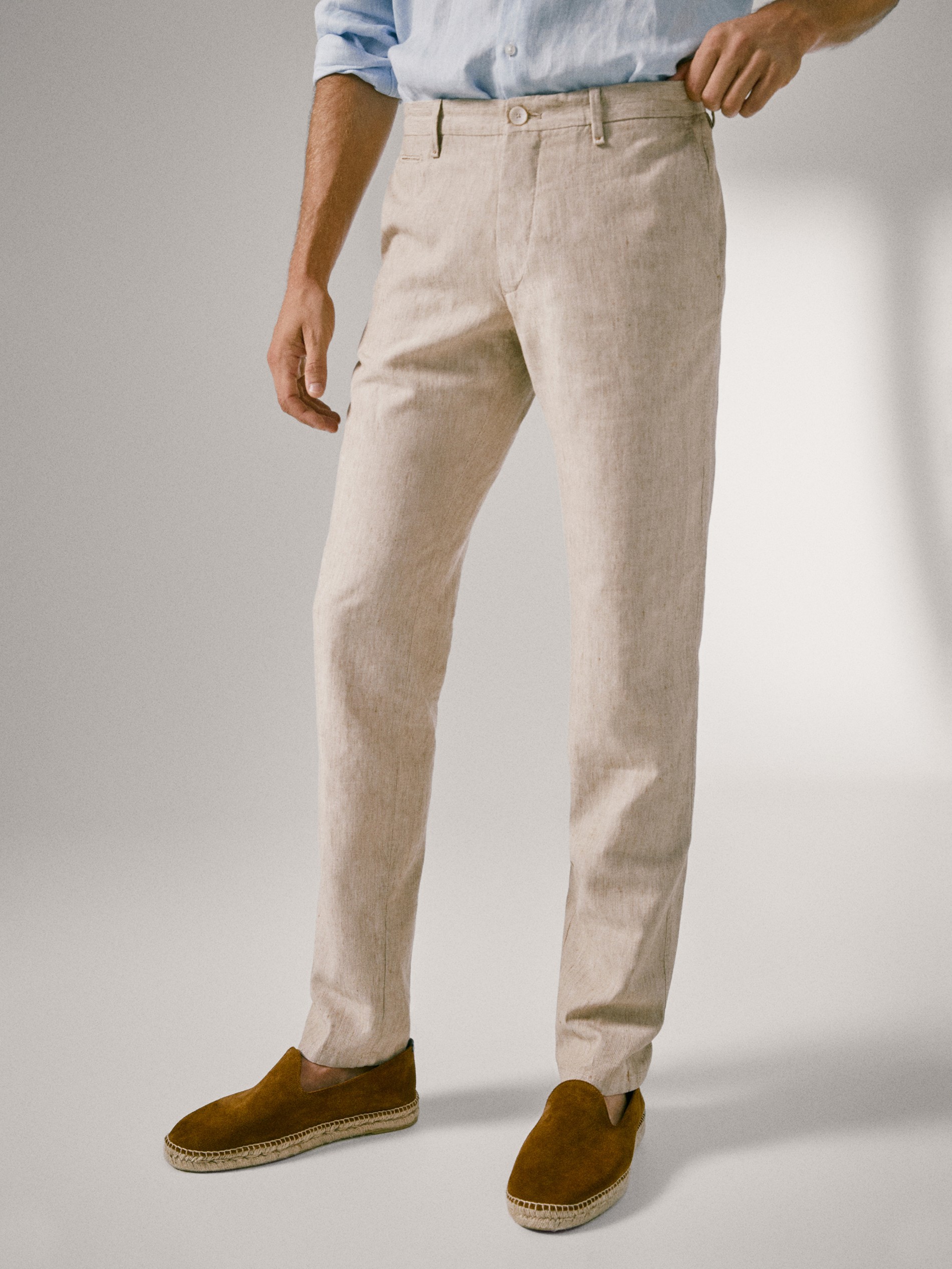 mens skinny linen trousers