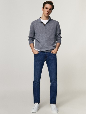 Slim fit stone wash jeans - Men 