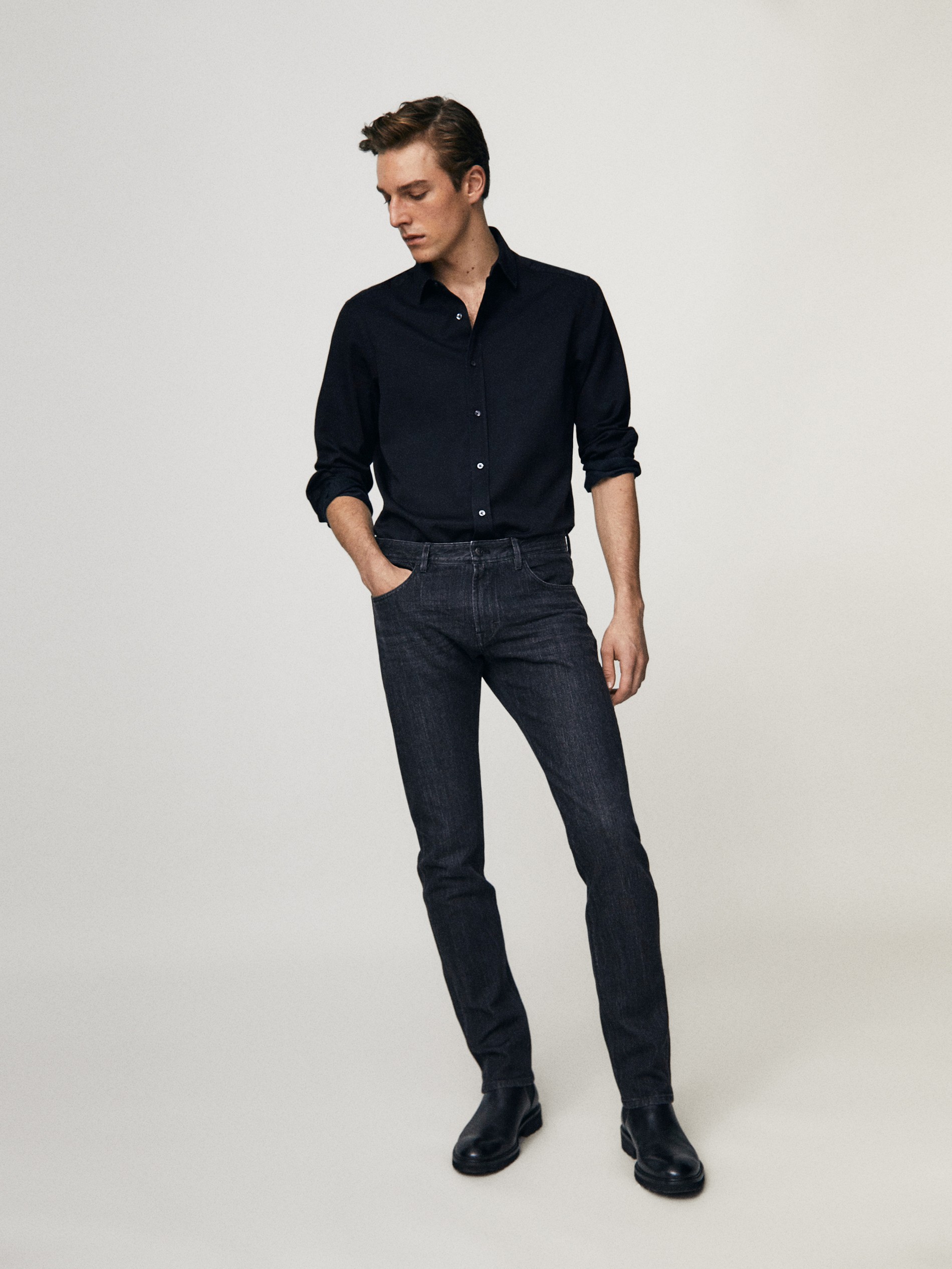 slim fit stonewash jeans