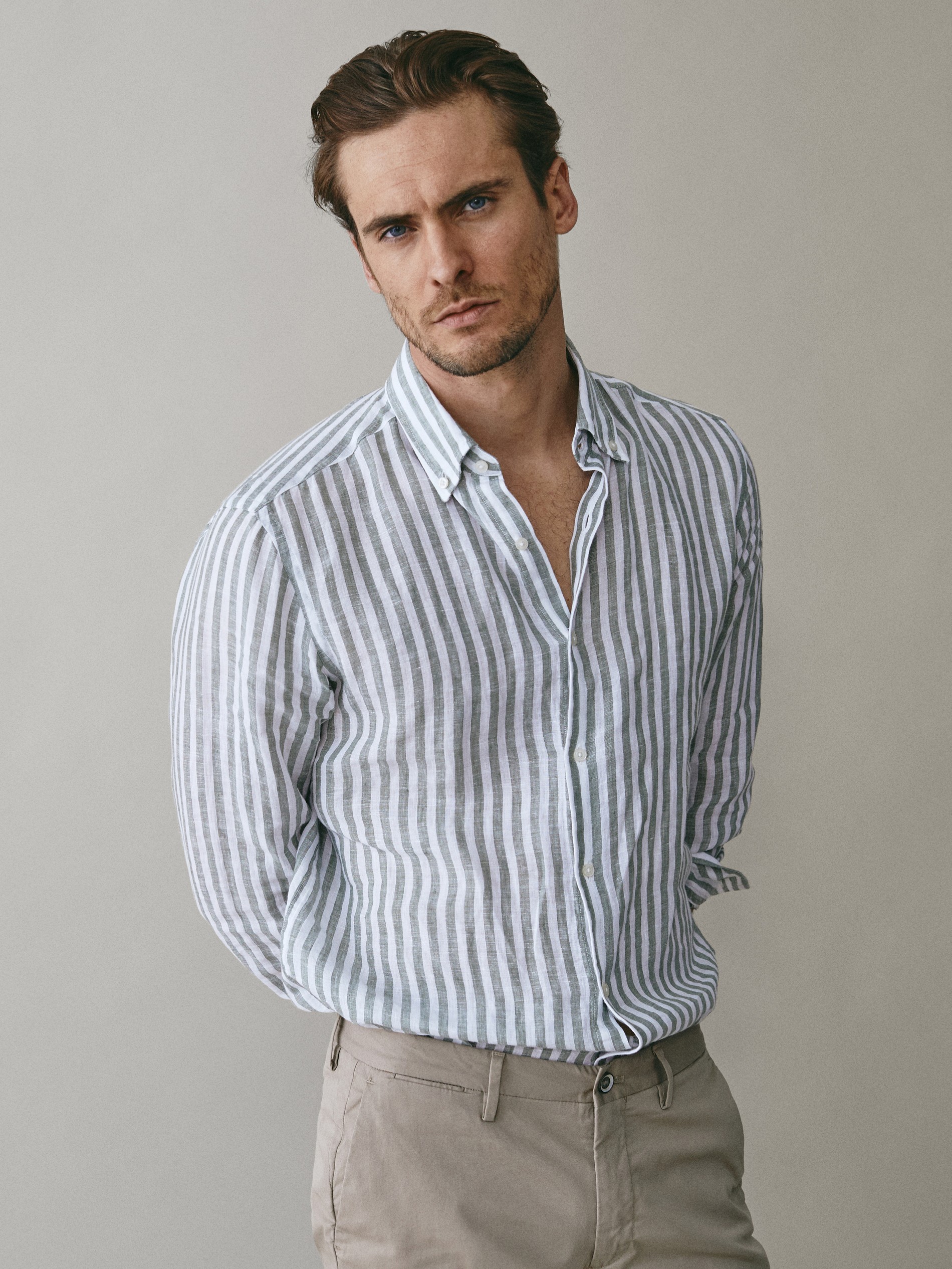 mens slim linen shirt