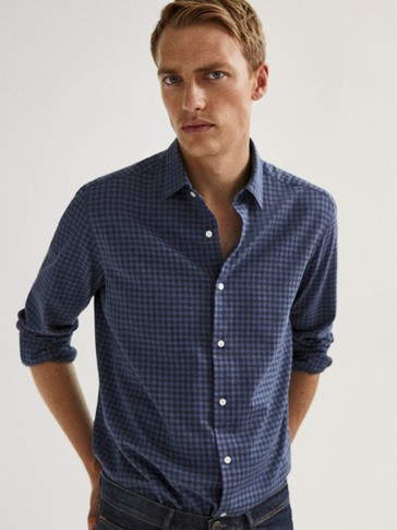 Potikareli Slim Fit Gomlek Erkek Massimo Dutti
