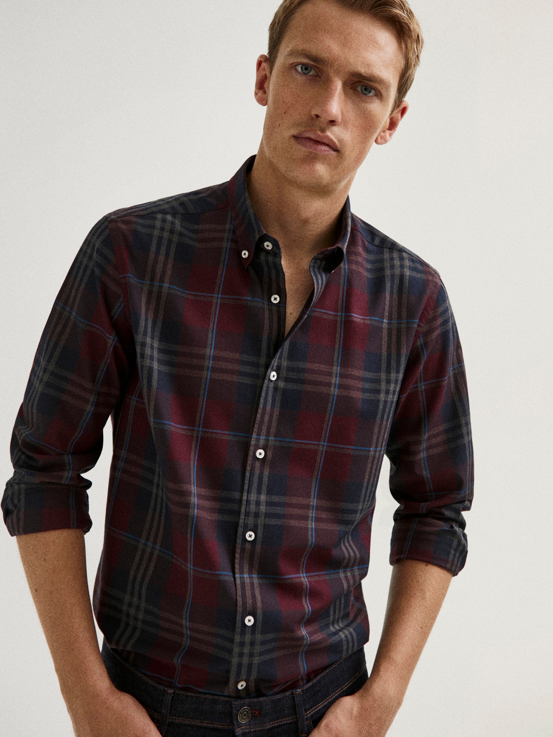 mens slim fit check shirt