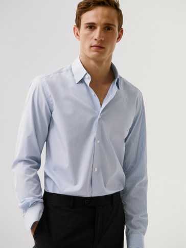 Cizgili Kolay Utulenir Slim Fit Gomlek Erkek Massimo Dutti