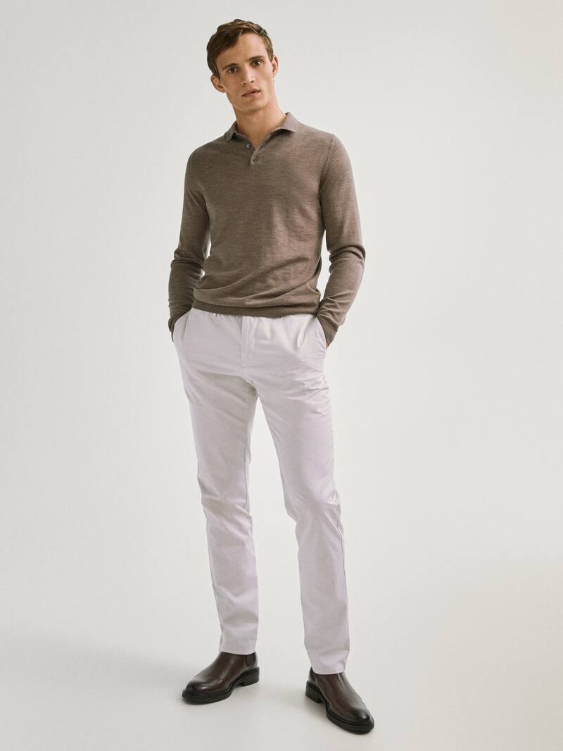 Polo Sweater In 100 Merino Wool Men Massimo Dutti