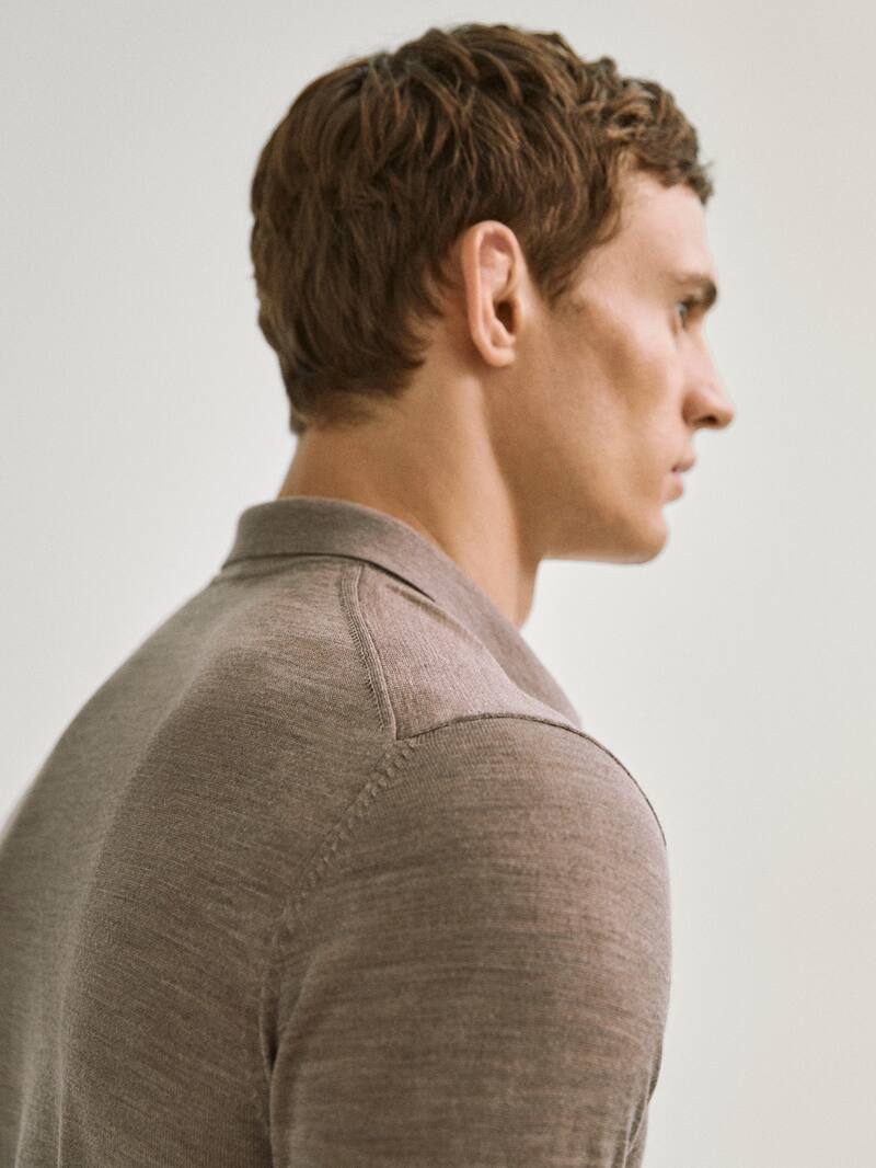 Polo Sweater In 100 Merino Wool Men Massimo Dutti
