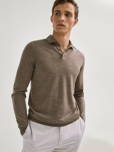 Polo Sweater In 100 Merino Wool Men Massimo Dutti