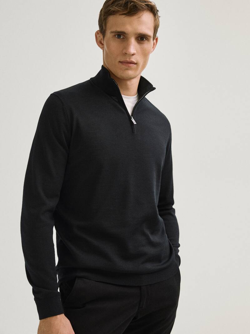 Mock Turtleneck Sweater In 100 Merino Wool Men Massimo Dutti
