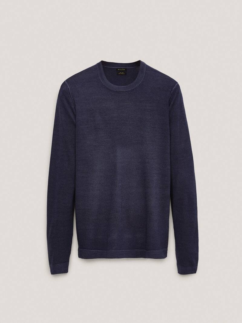 Crew Neck Sweater In 100 Merino Wool Men Massimo Dutti