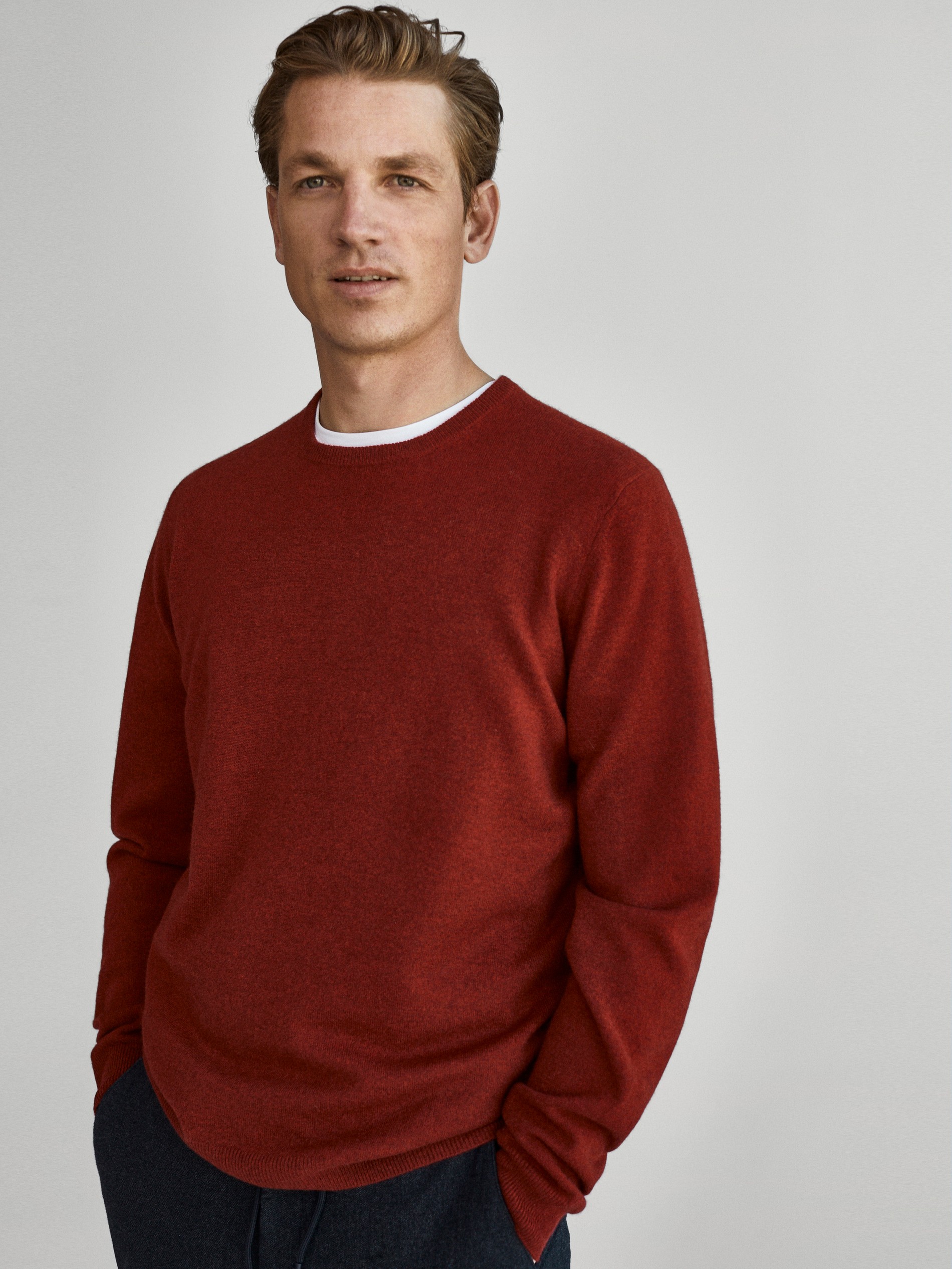 Round Neck MY BASIC Premium Man Jumper Cotton-Cashmere