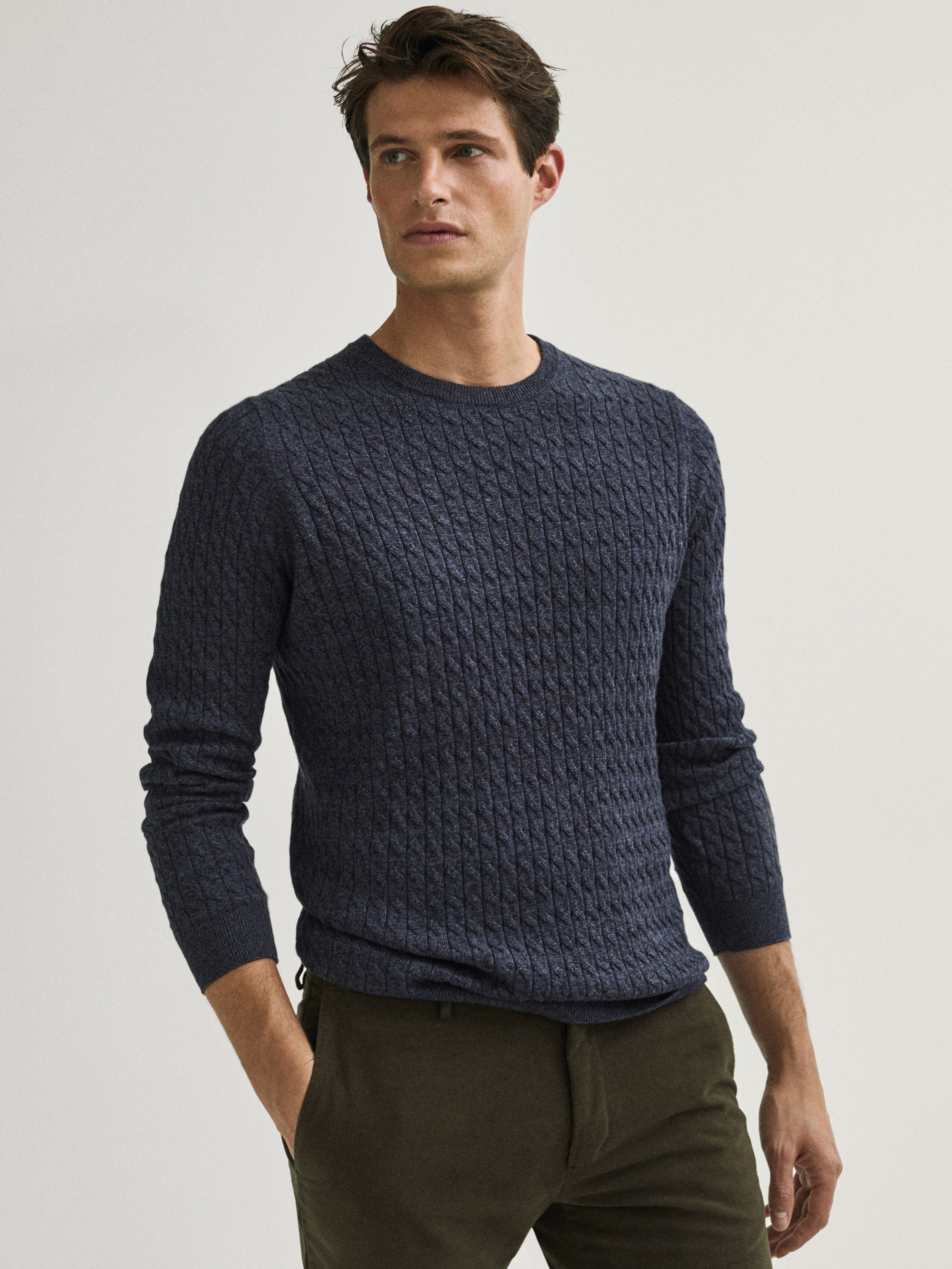Cotton/silk cable-knit sweater - Men 