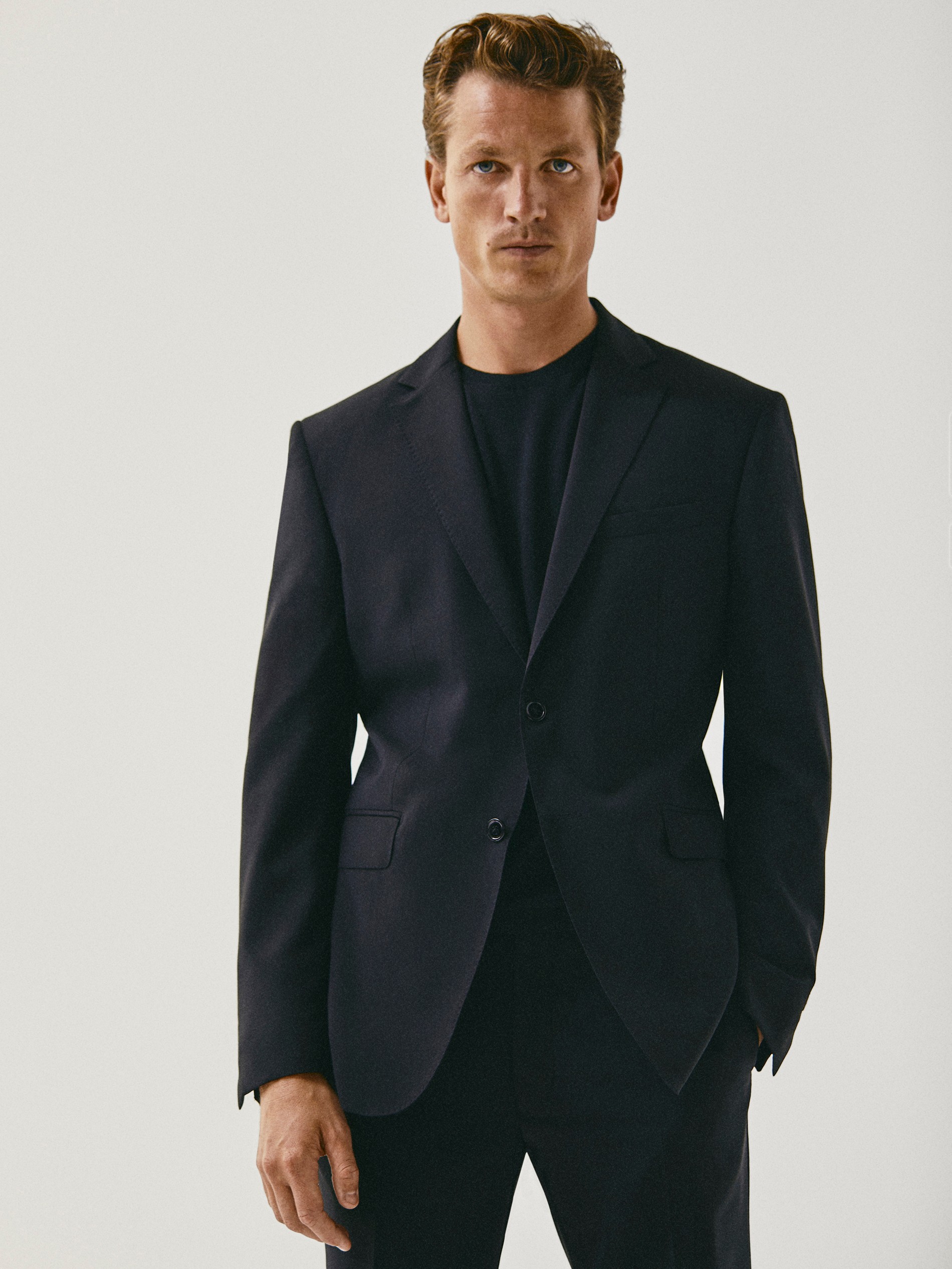 massimo dutti black wool coat