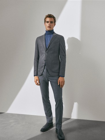 Slim Fit Pazen Ve Yunlu Blazer Erkek Massimo Dutti