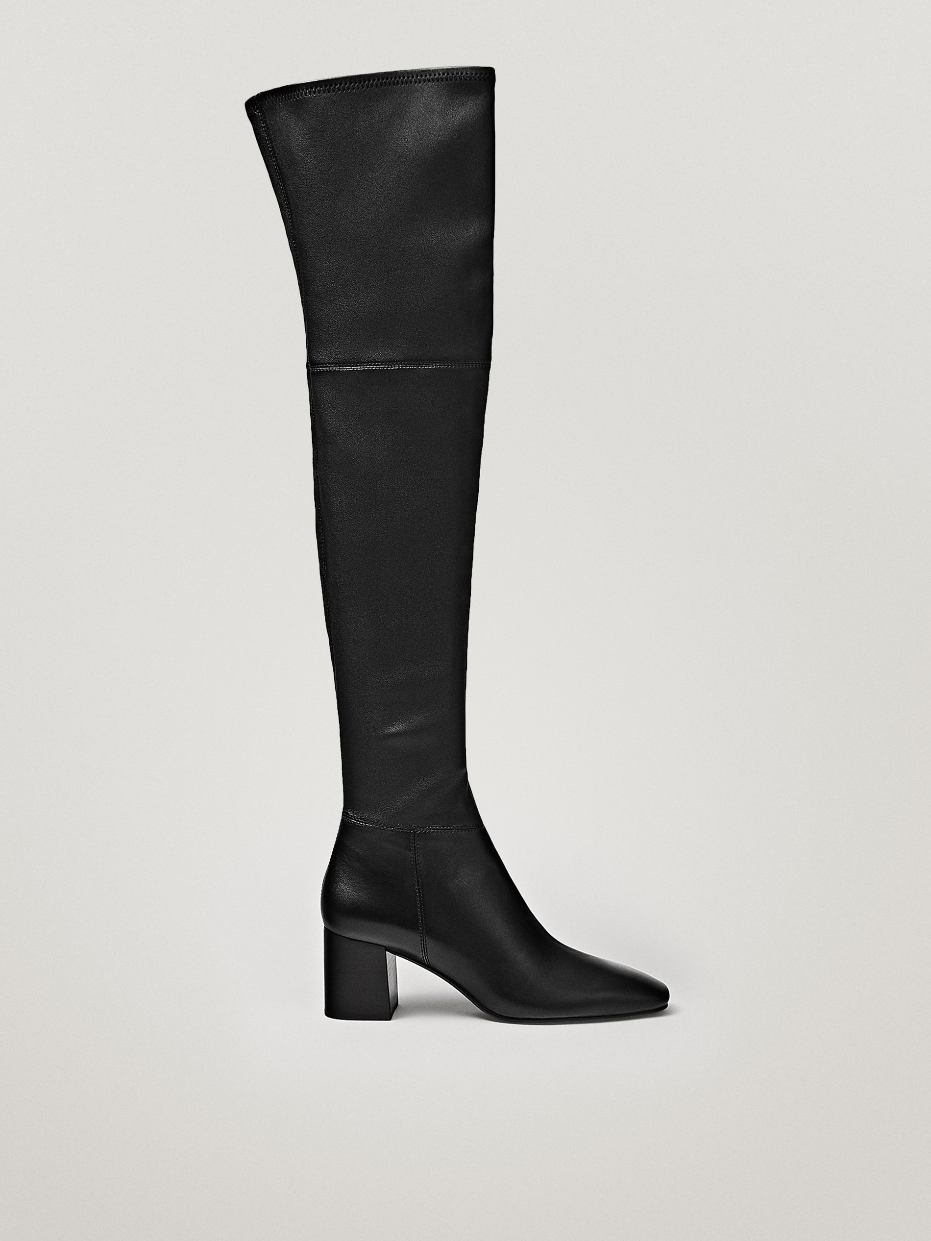 Over-the-knee stretch leather boots 