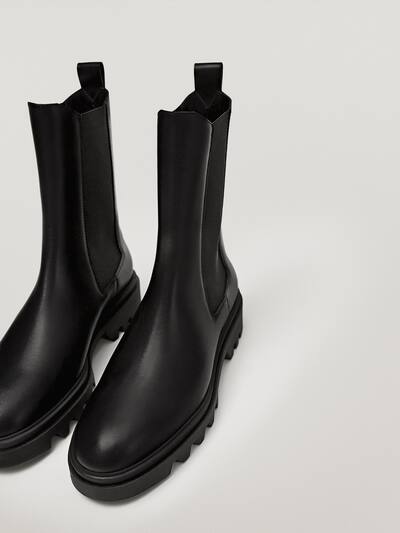 Flat Black Chelsea Boots With Track Sole Women Massimo Dutti