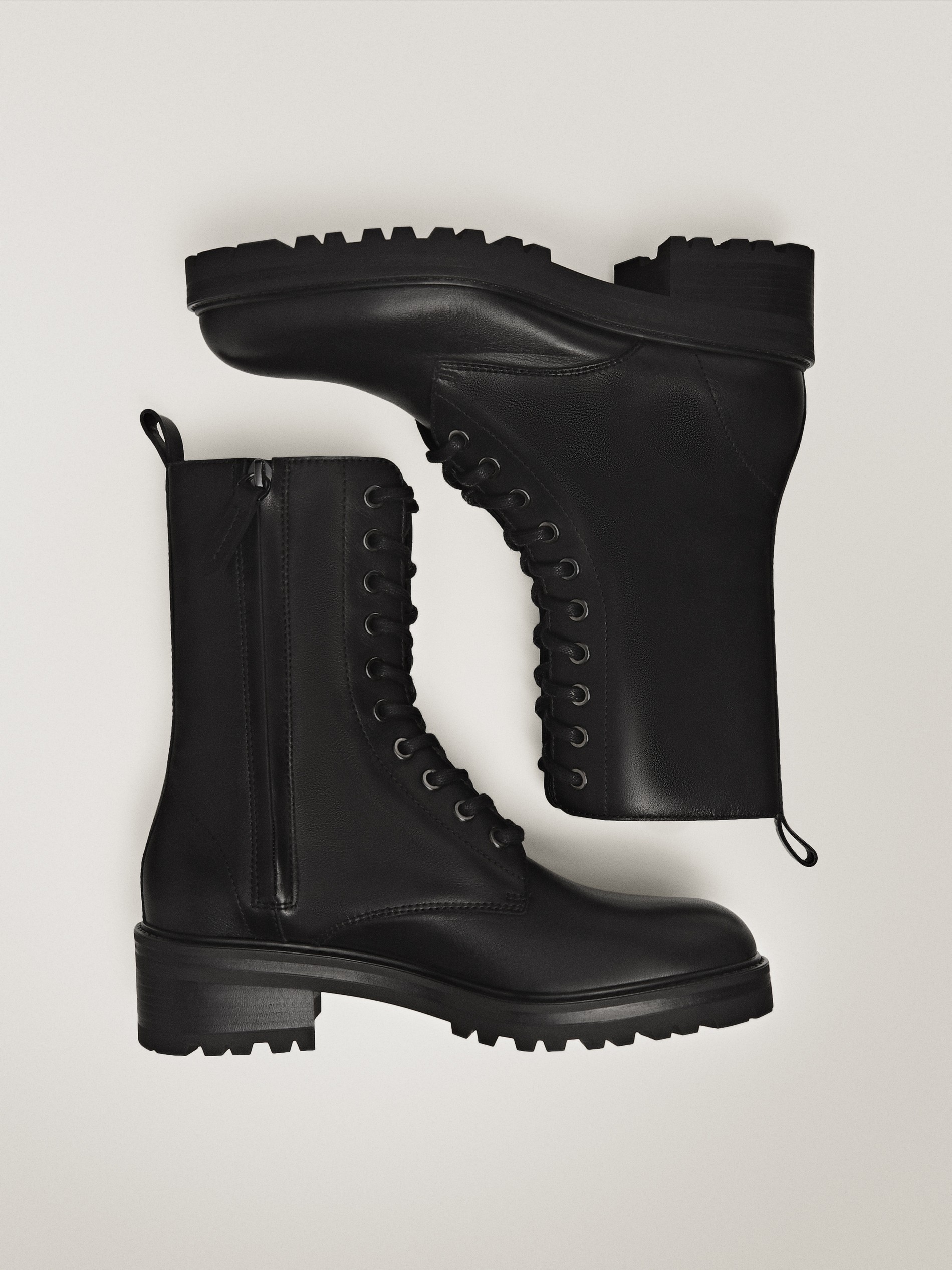 black lace up flat boots womens