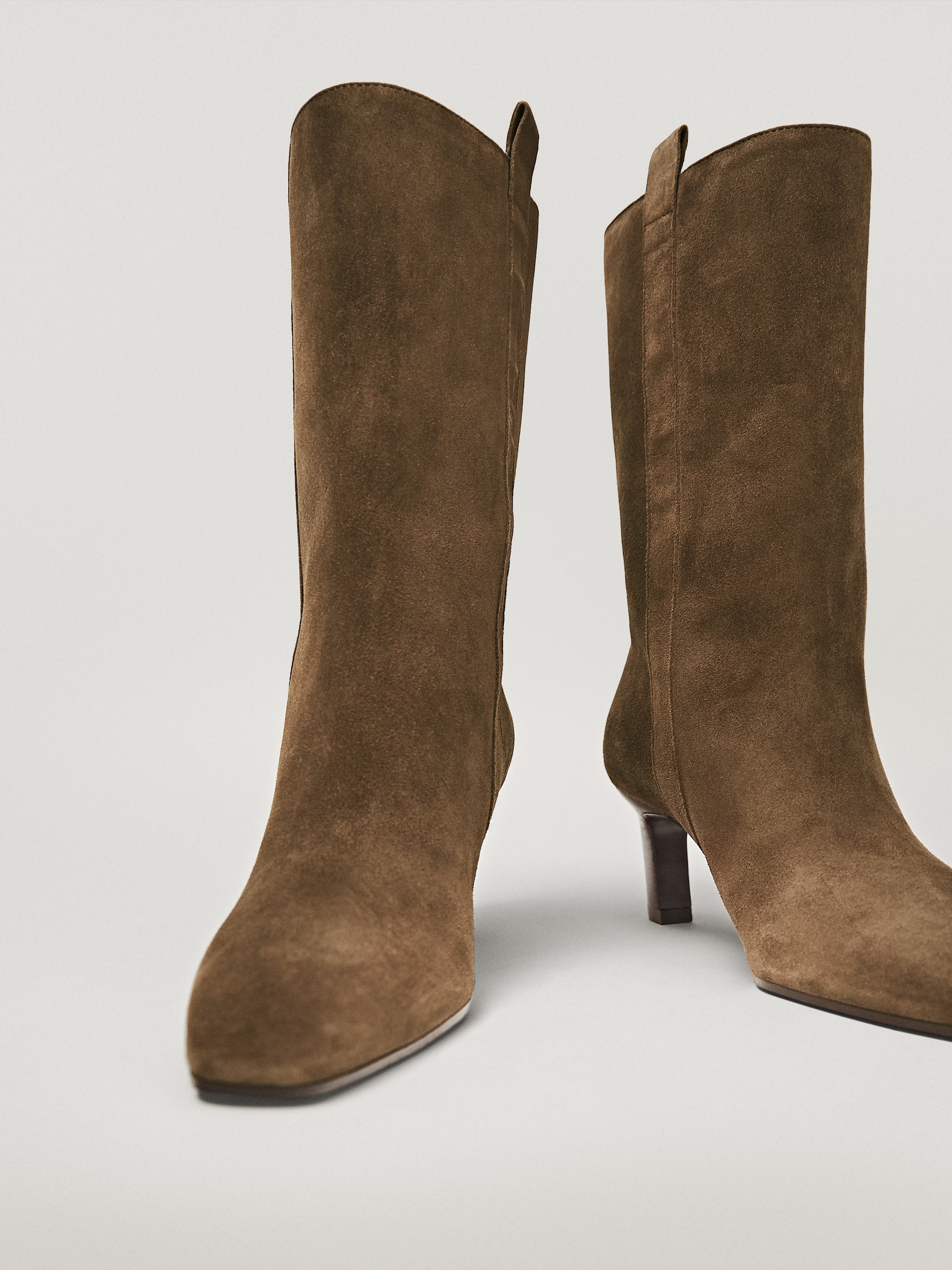 suede mid heel boots