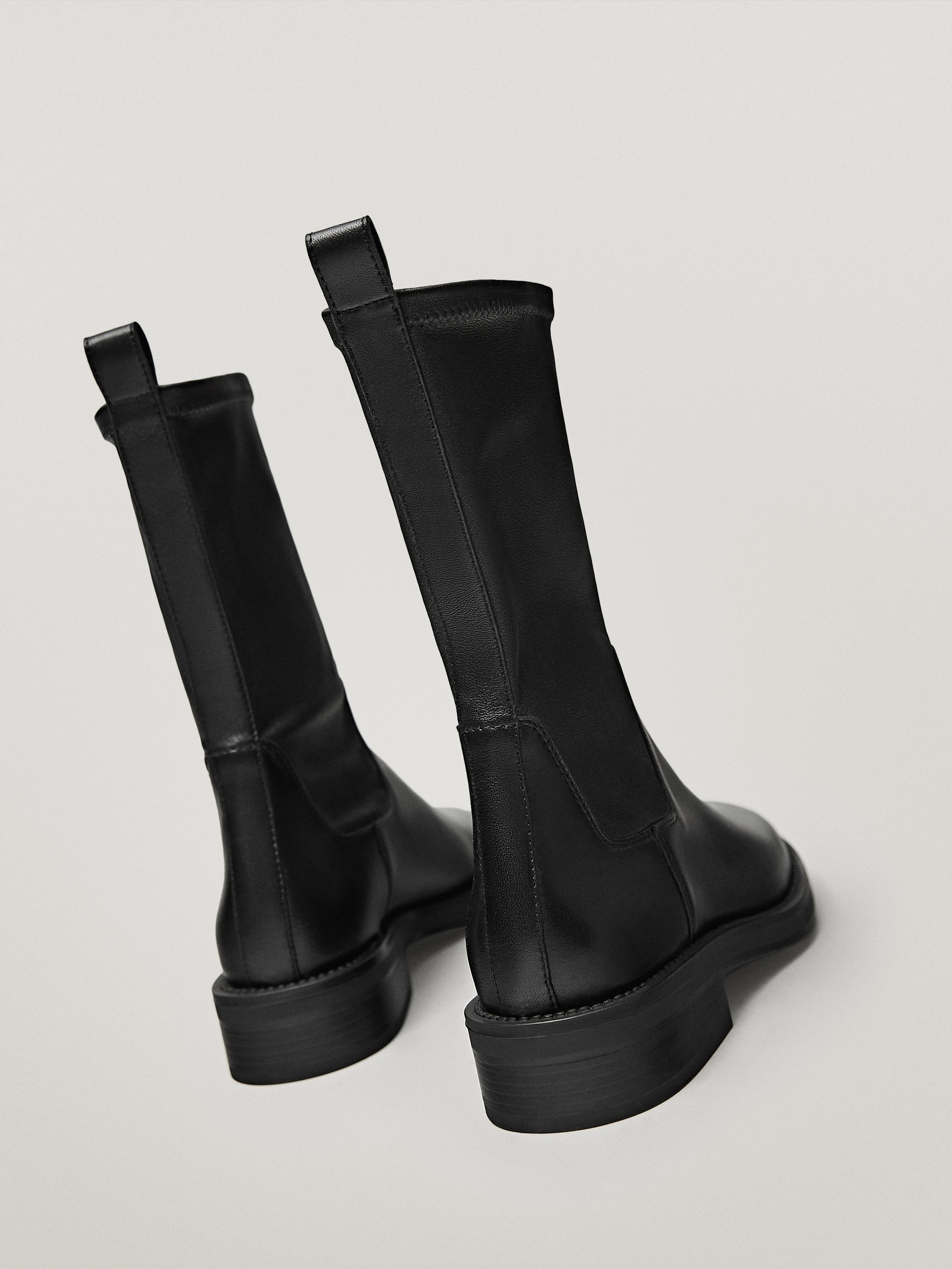 Black stretch leather ankle boots - null - Massimo Dutti