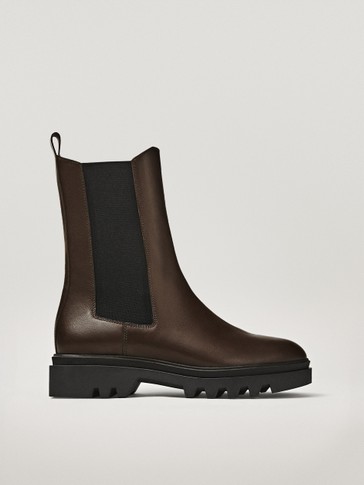 Flat Chelsea Boots With Track Sole Women Massimo Dutti