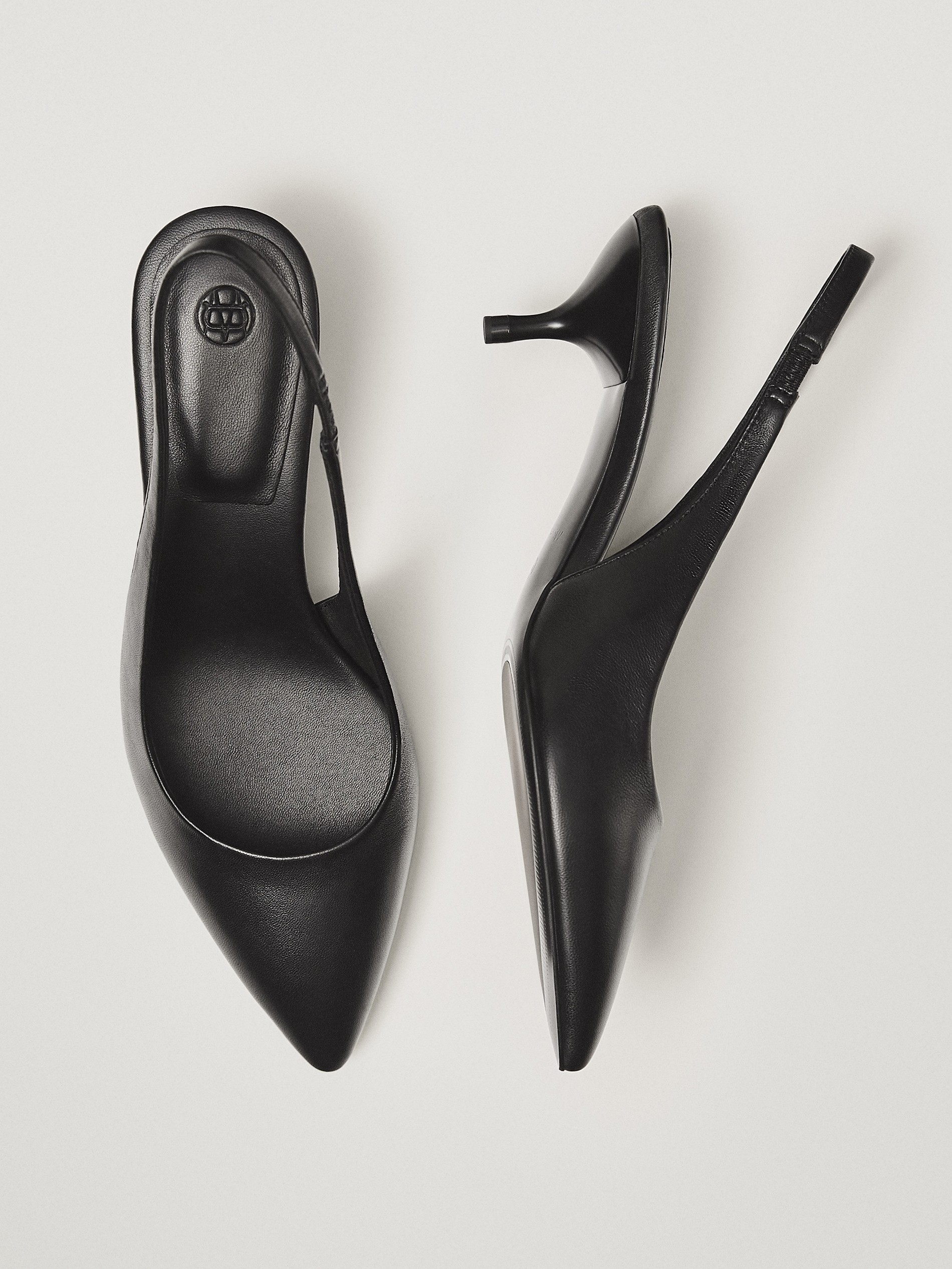 black mid heel slingback shoes